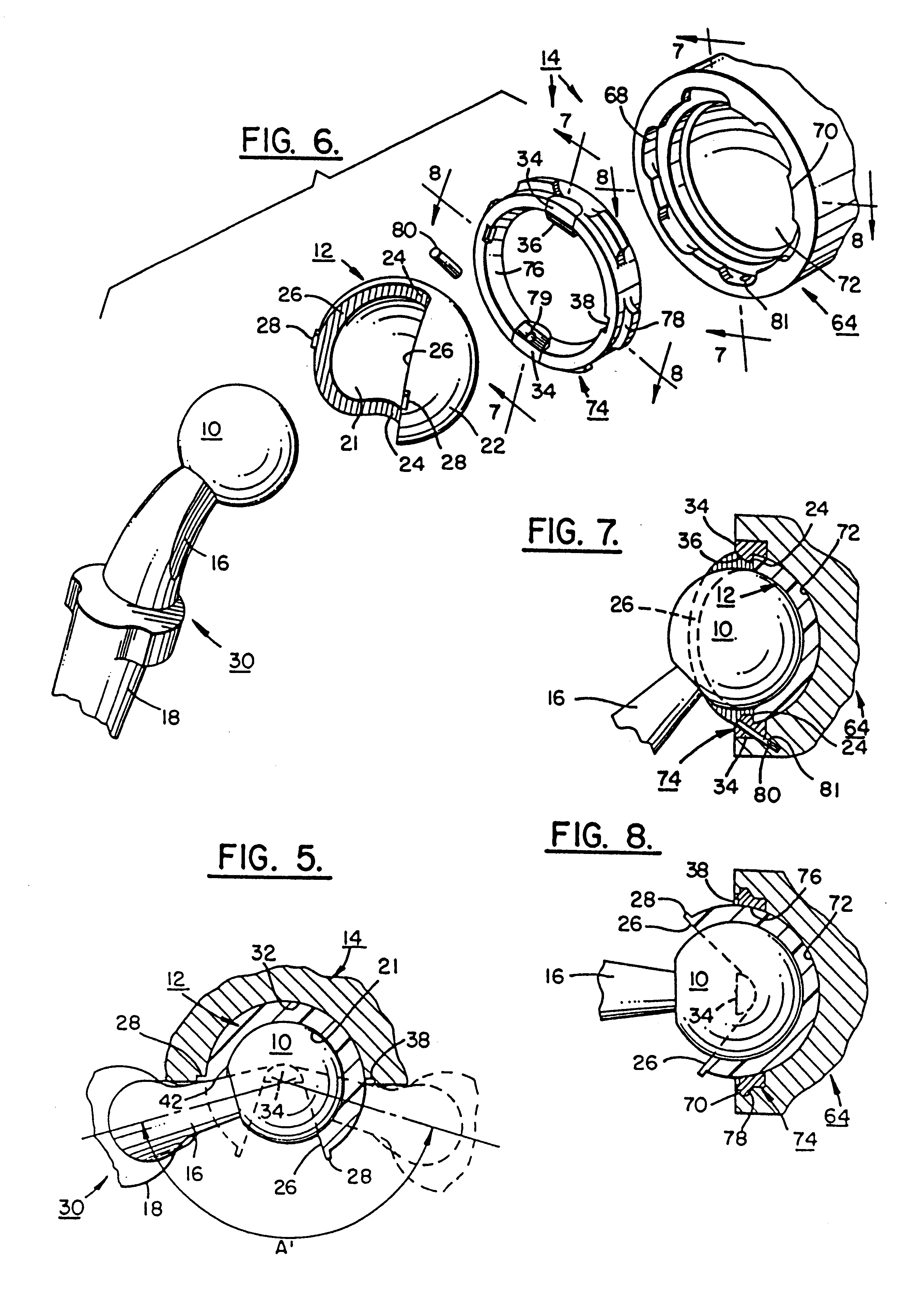 Ball and socket bearing for artificial joint