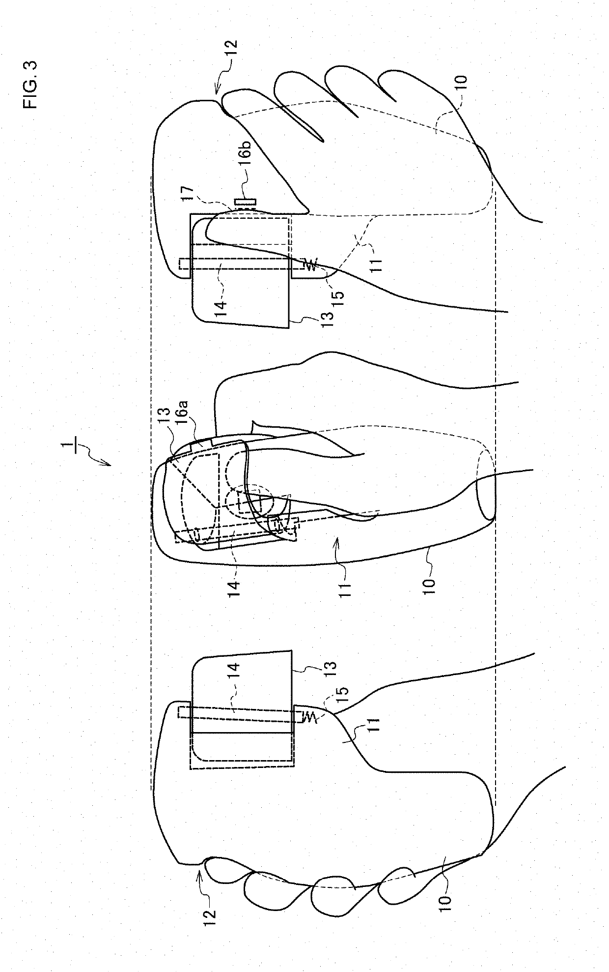 Grip-type pulse wave measuring device