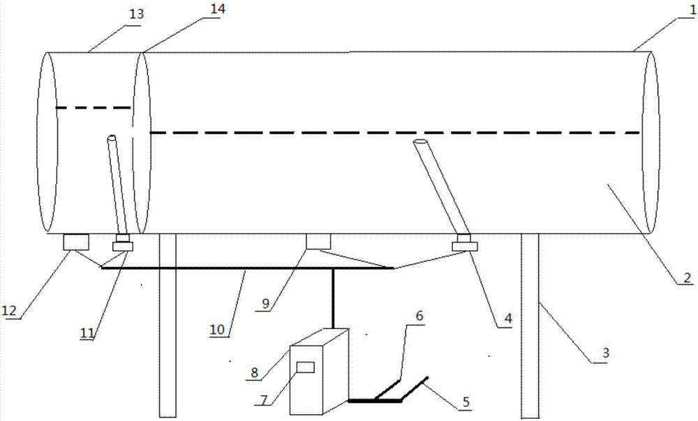 Measuring device and method for power-transformer-oil-storage-cabinet liquid level