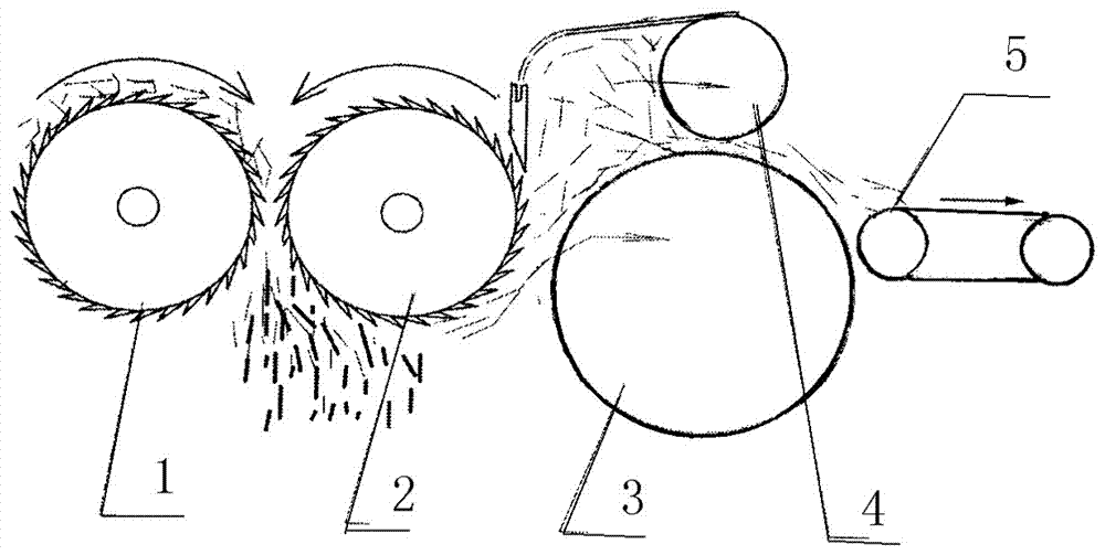 Double-path villus transfer carding method and equipment