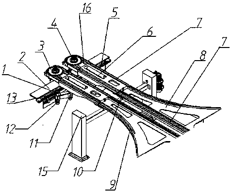 Incoming film arc rail with good swinging flexibility