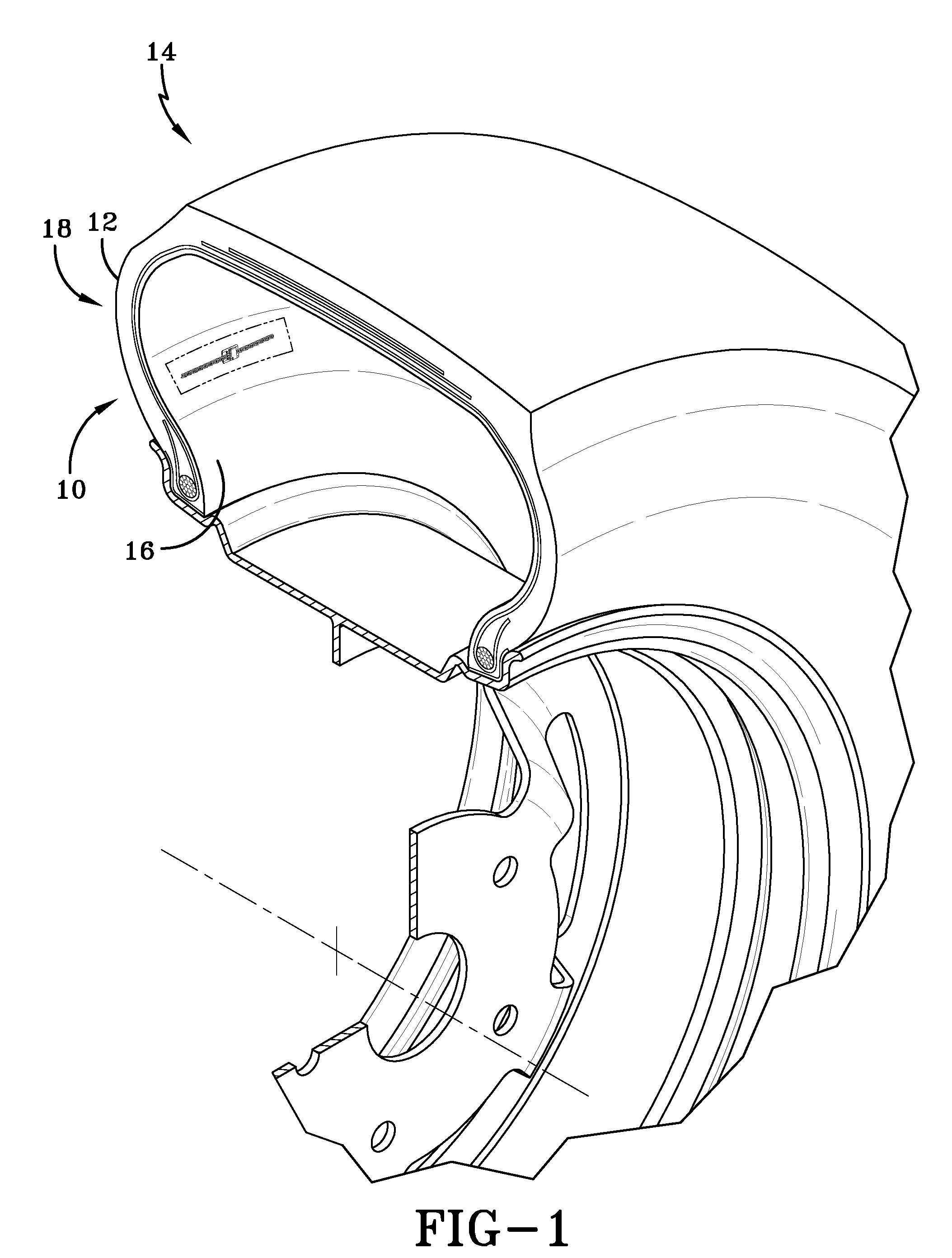 Environmentally resistant assembly containing an electronic device for use in a tire