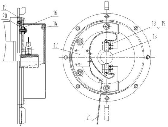 Steam turbine generator brush support with RC grounding device and matched shaft end thereof