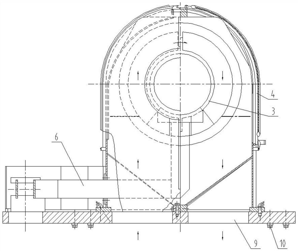 Steam turbine generator brush support with RC grounding device and matched shaft end thereof