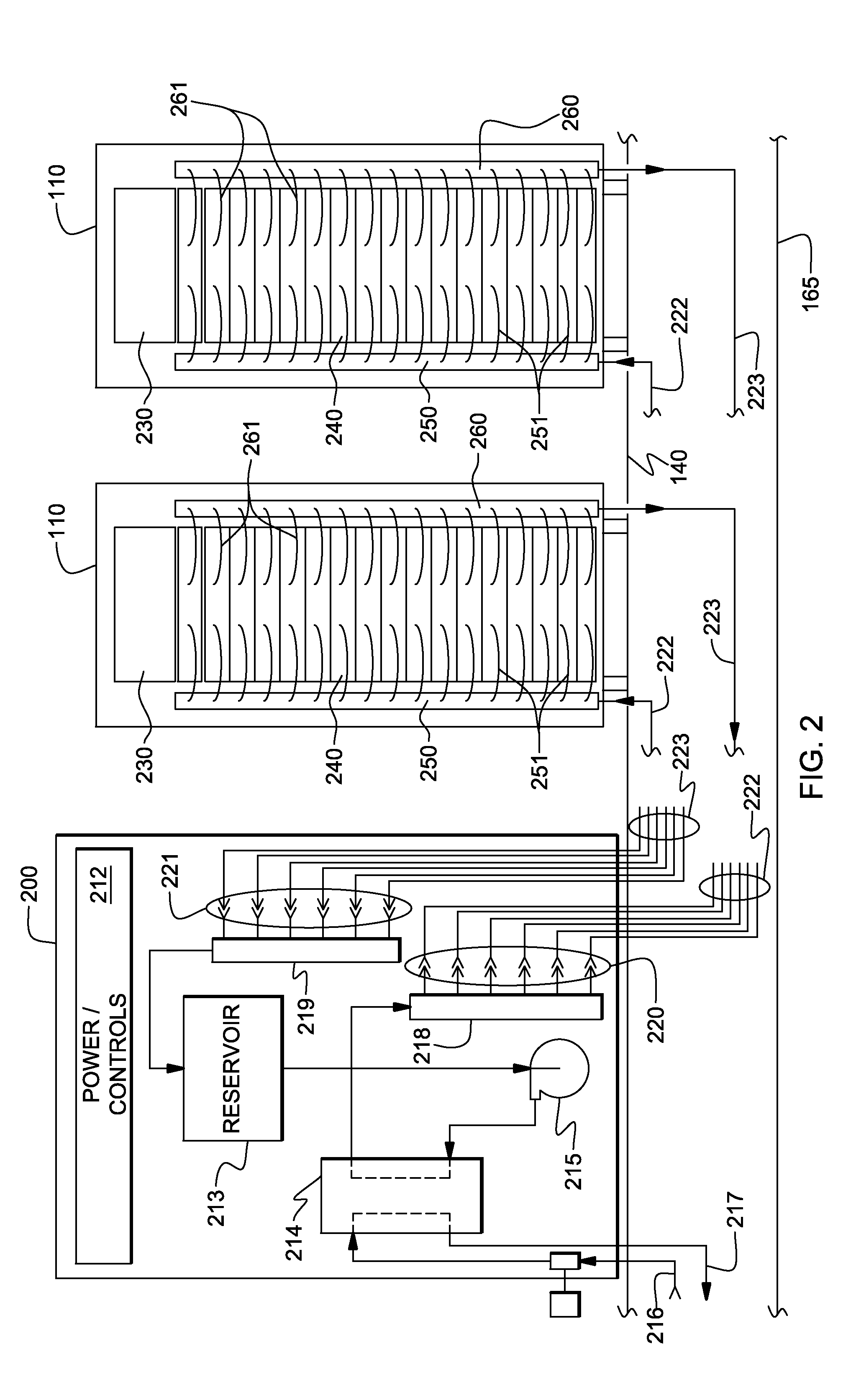 Condenser block structures with cavities facilitating vapor condensation cooling of coolant