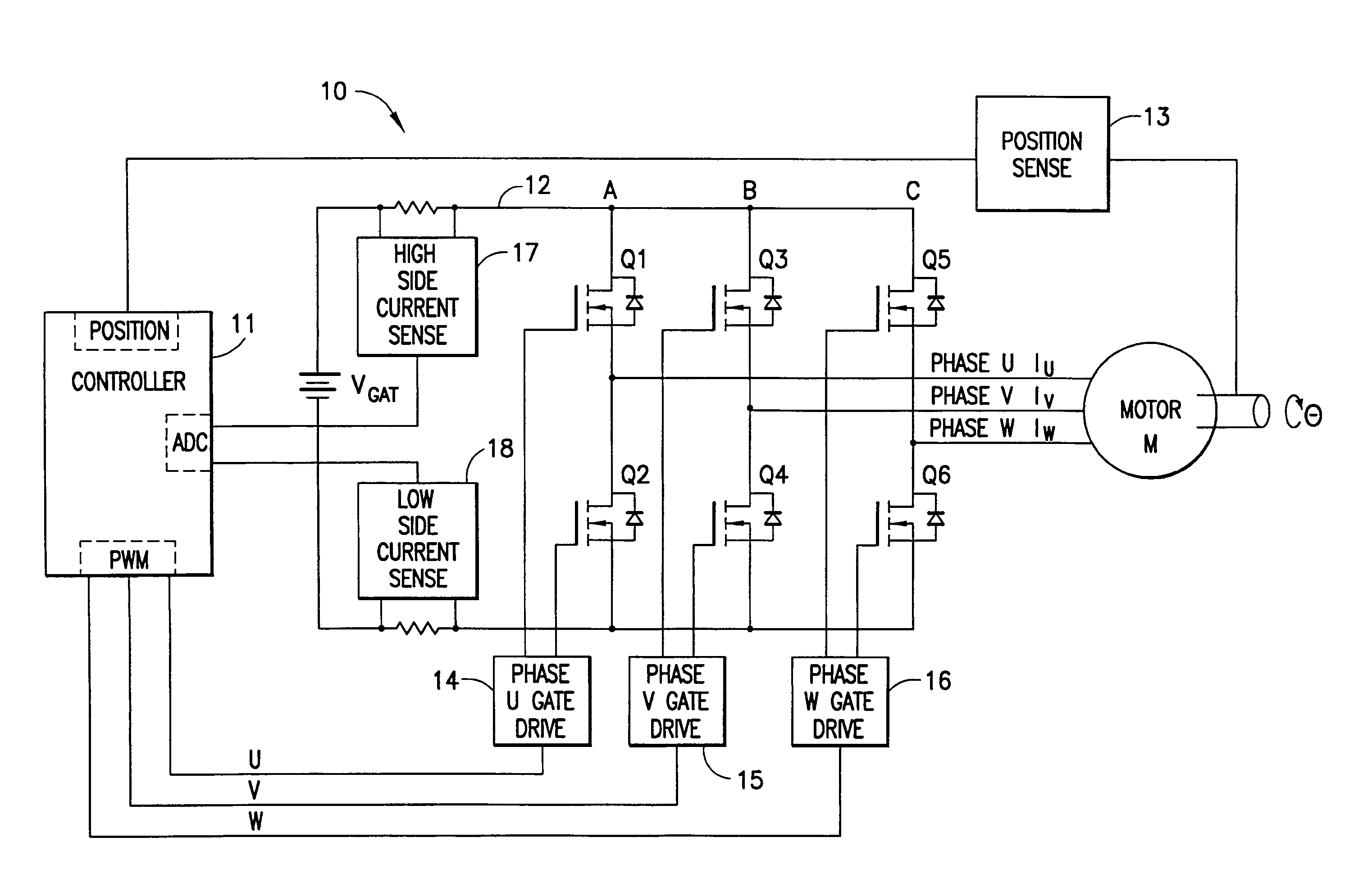 Method and apparatus for reconstructing motor current from DC bus current