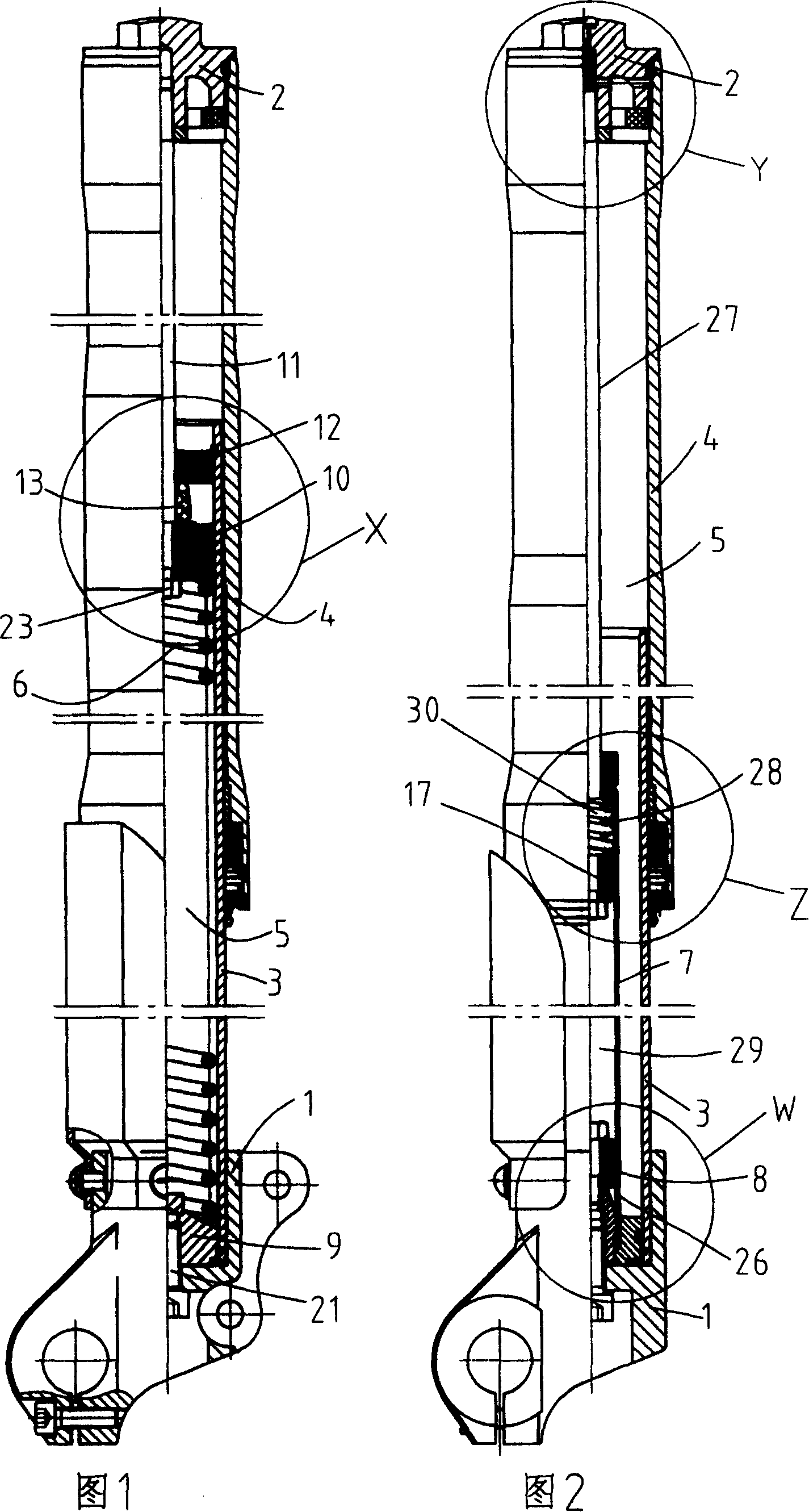 Inversion type front buffer gear in motorcycle