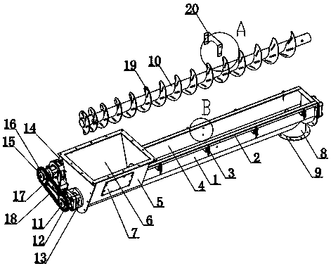 Motor-drive type meat and bone meal spiral stirring device