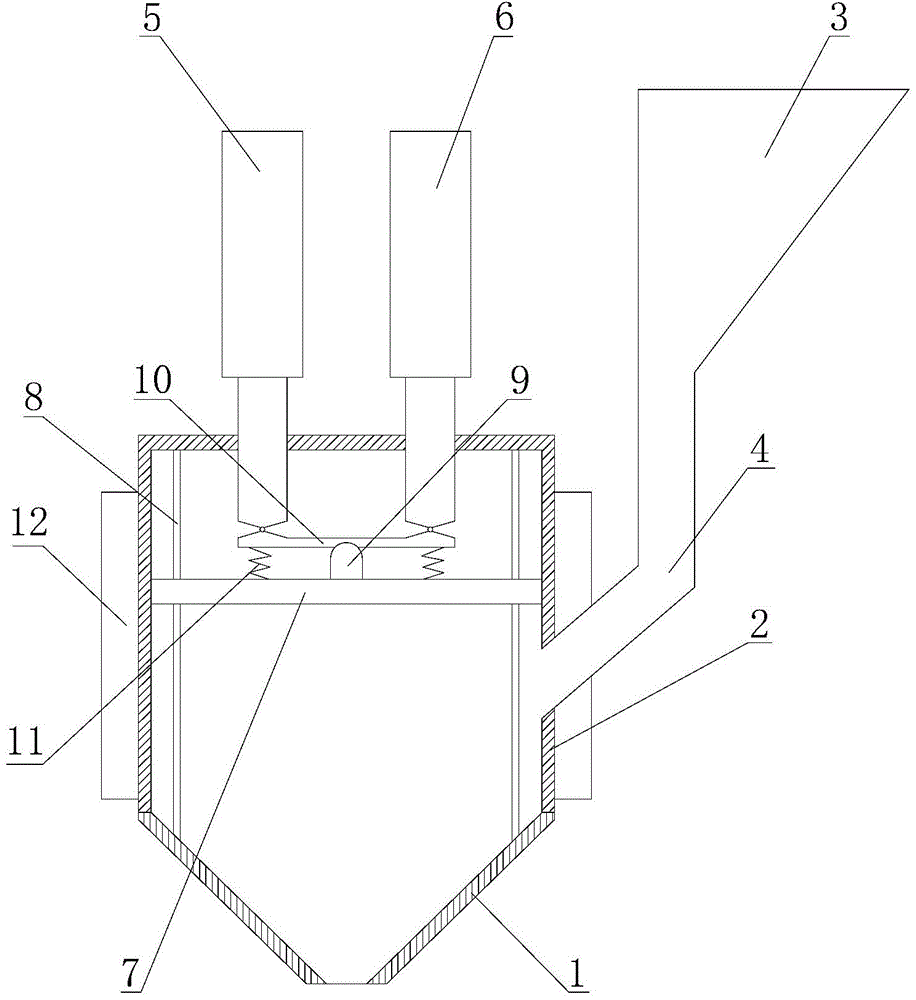 Discharging hopper of dual-cylinder direct vertical pressing type injection molding machine