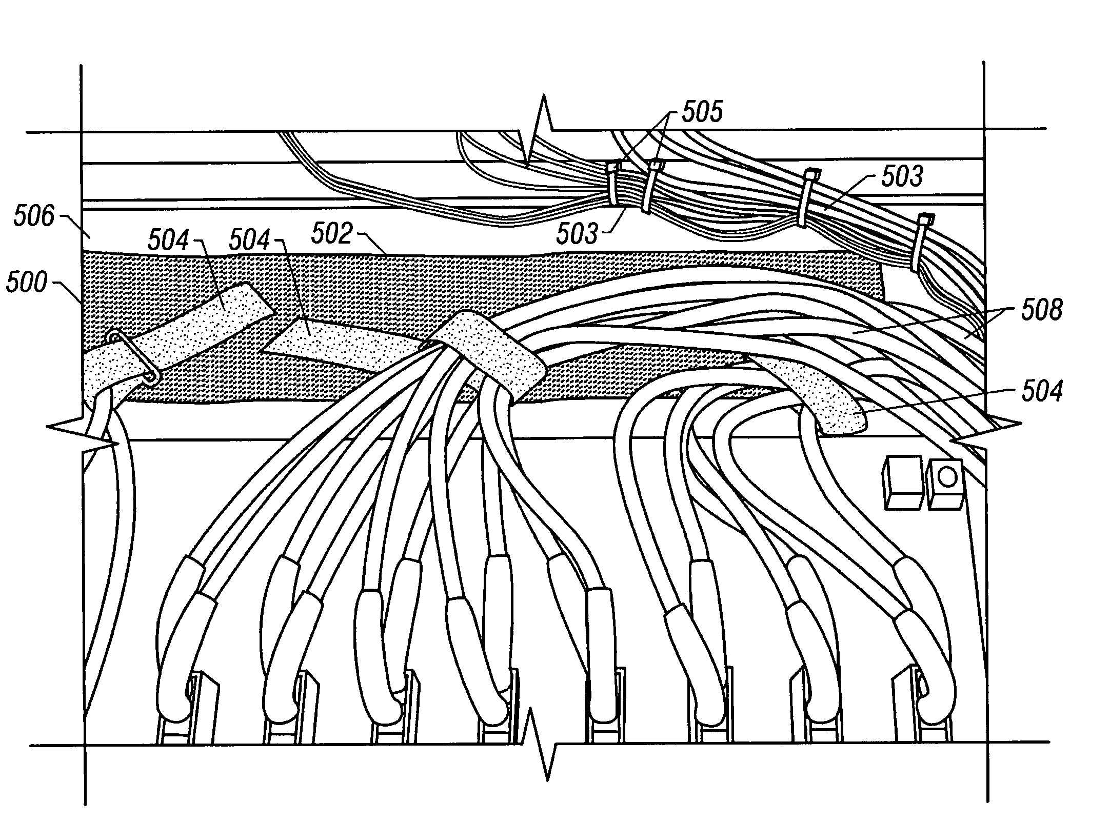 Fiber optic cabling management using hook and loop fabric