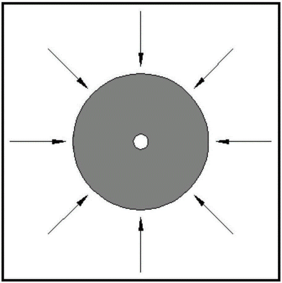 Permeability testing method and device based on radial percolation experiment