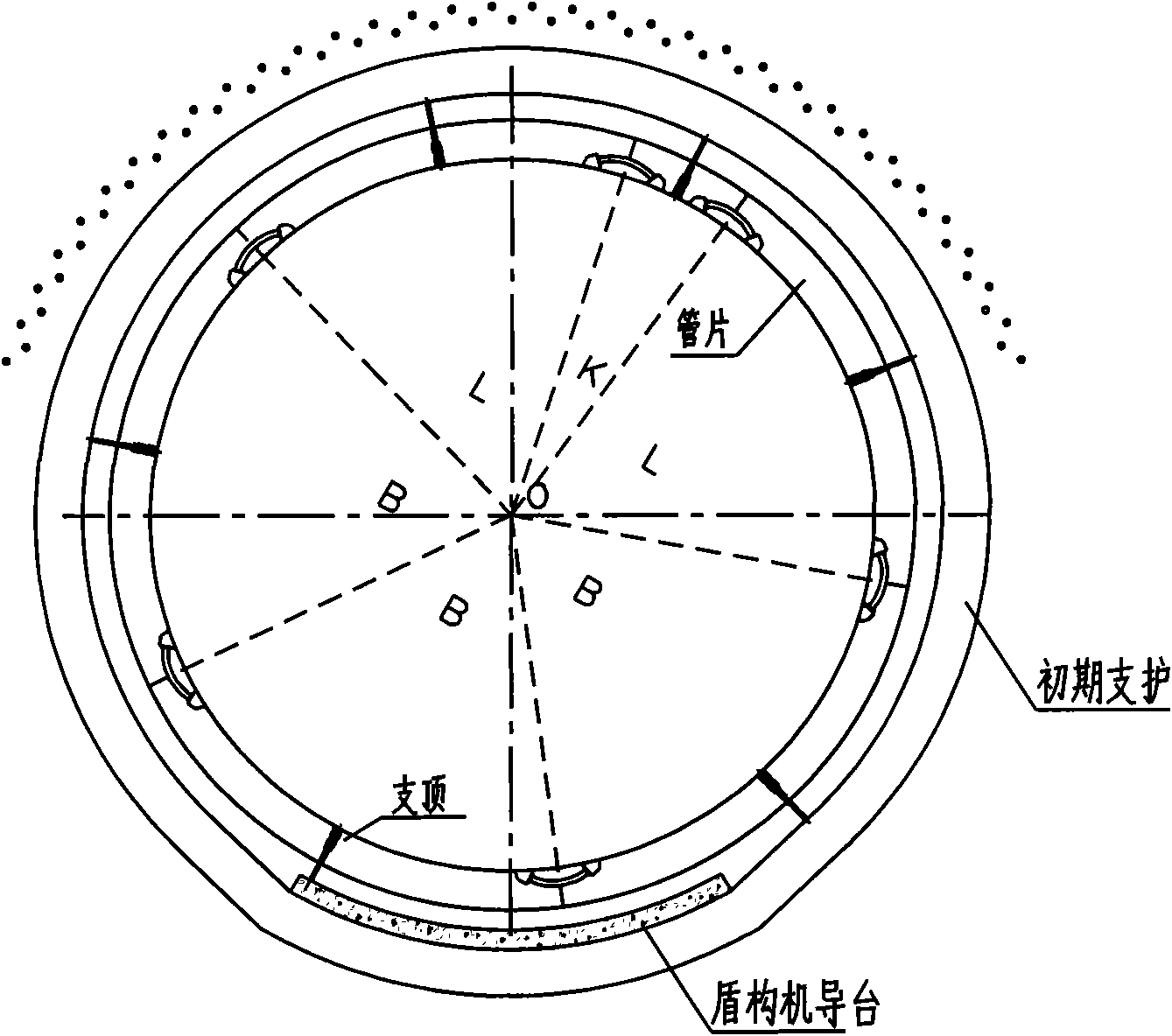 Tunneling construction Ttechnology for constructing mined tunnelof by adopting composite tooth support through mining method