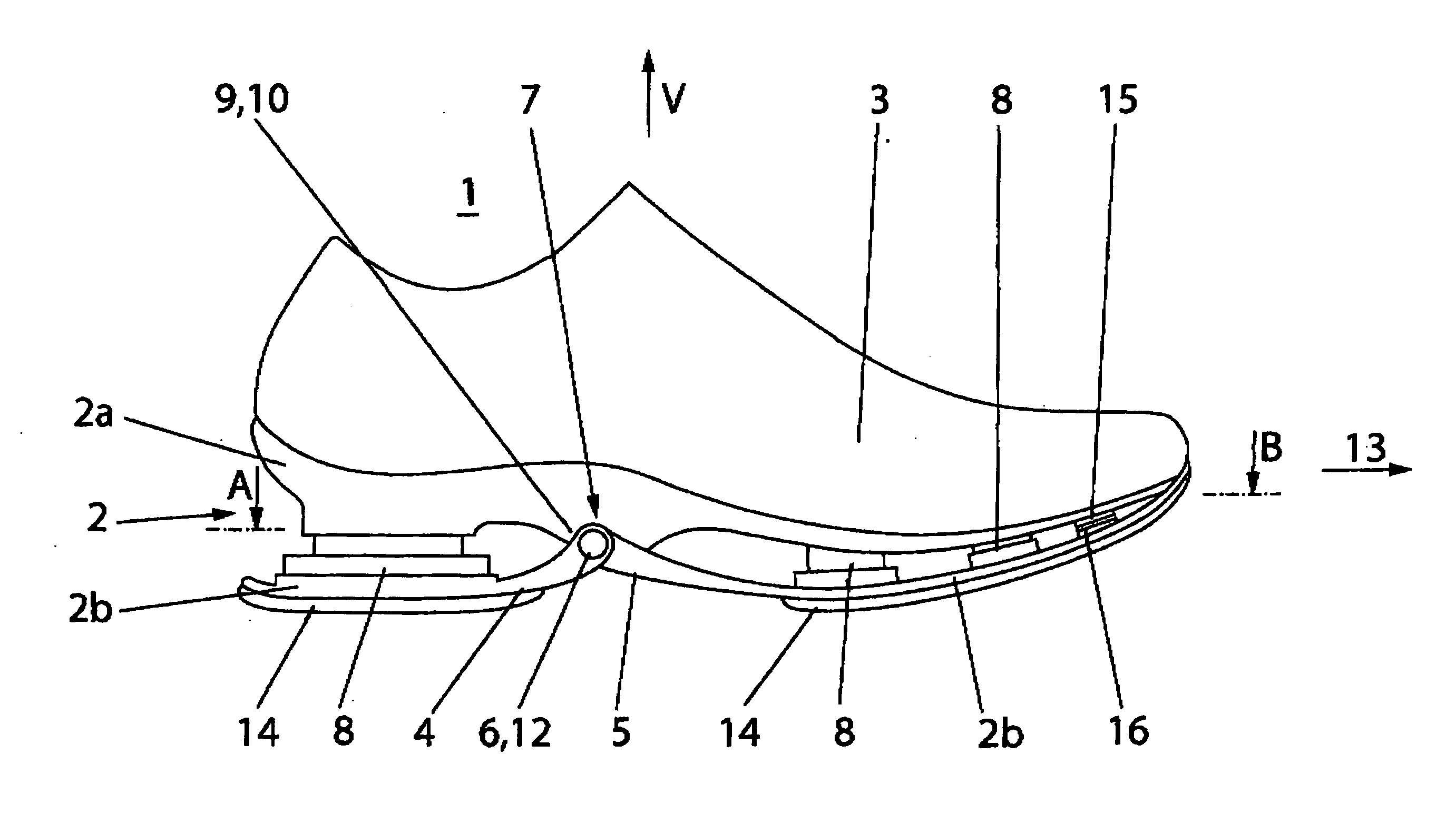 Shoe with an articulated spring-loaded outsole