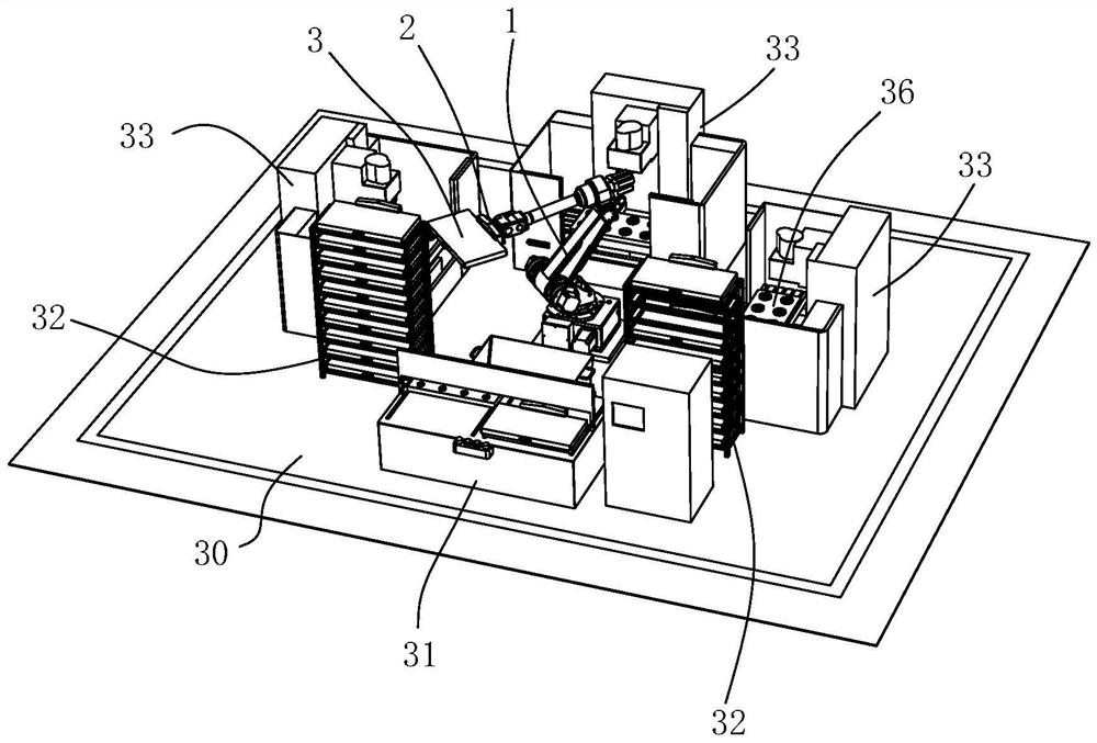 A robot automatic loading and unloading production unit