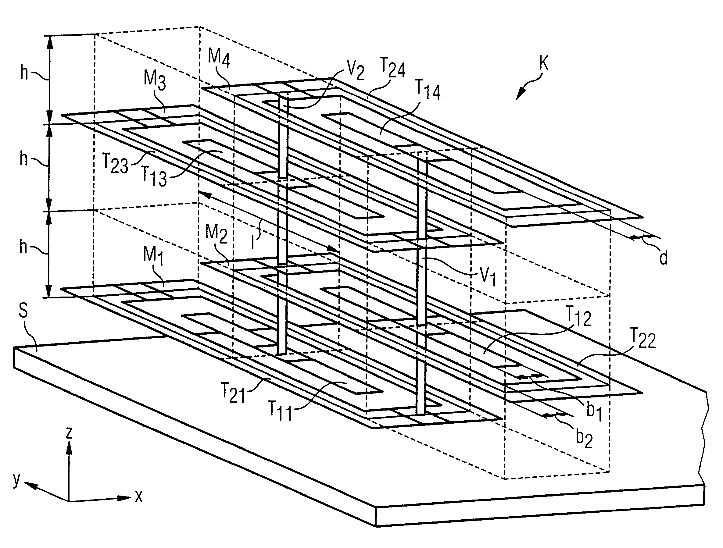 Device with integrated capacitance structure