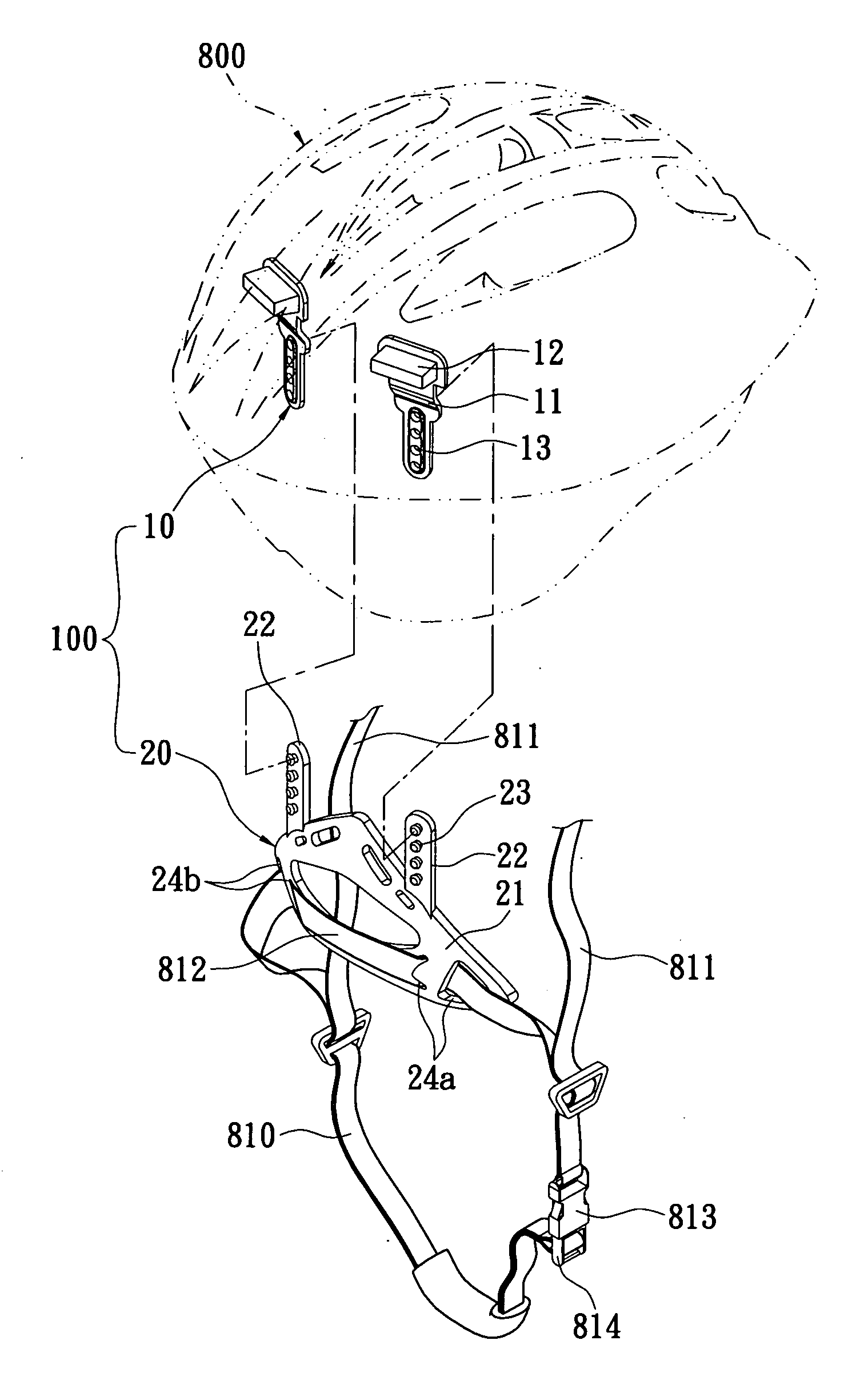 Buckle strap adjustment assembly for safety helmets