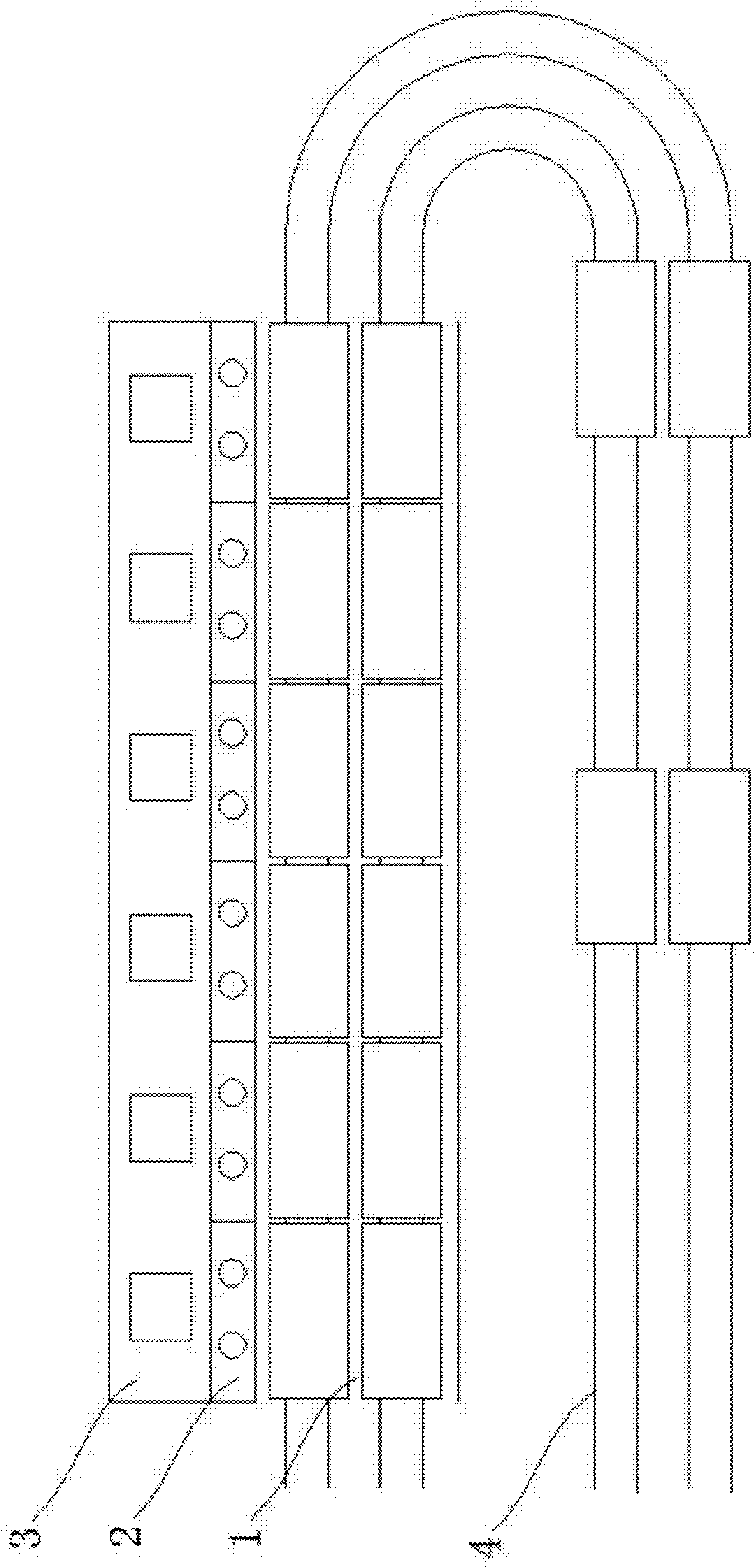 Tunnel curing barn adopting humiture subdivision control of alternate wind direction