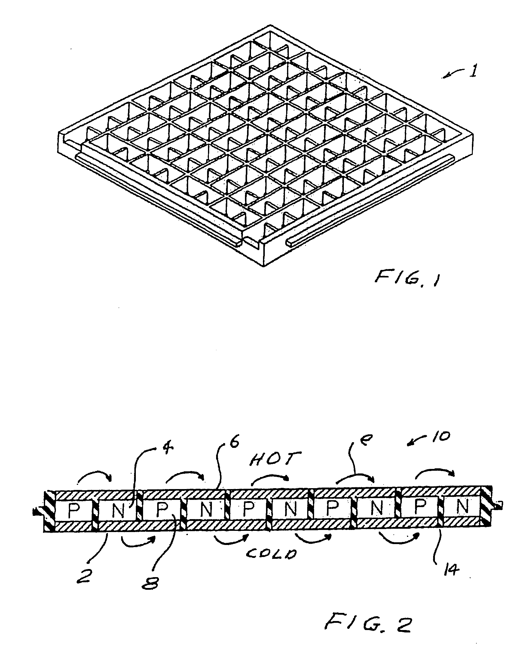 High temperature compact thermoelectric module with gapless eggcrate