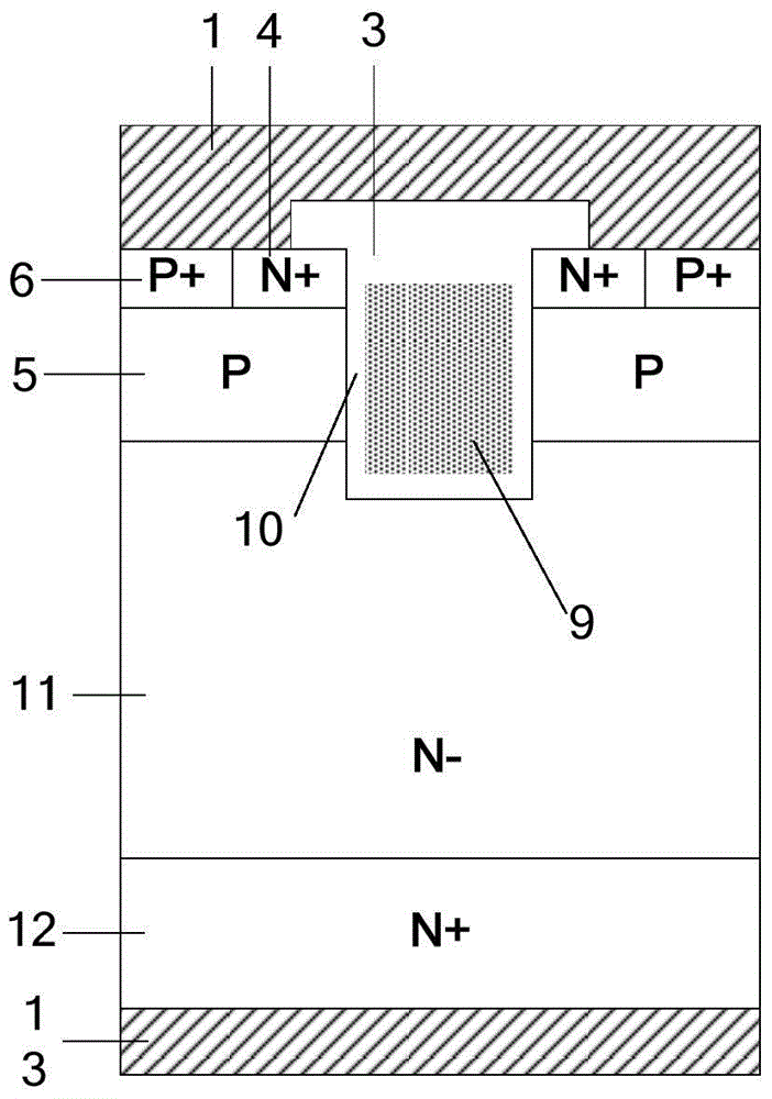 A trench-gate vdmos device with integrated schottky diode