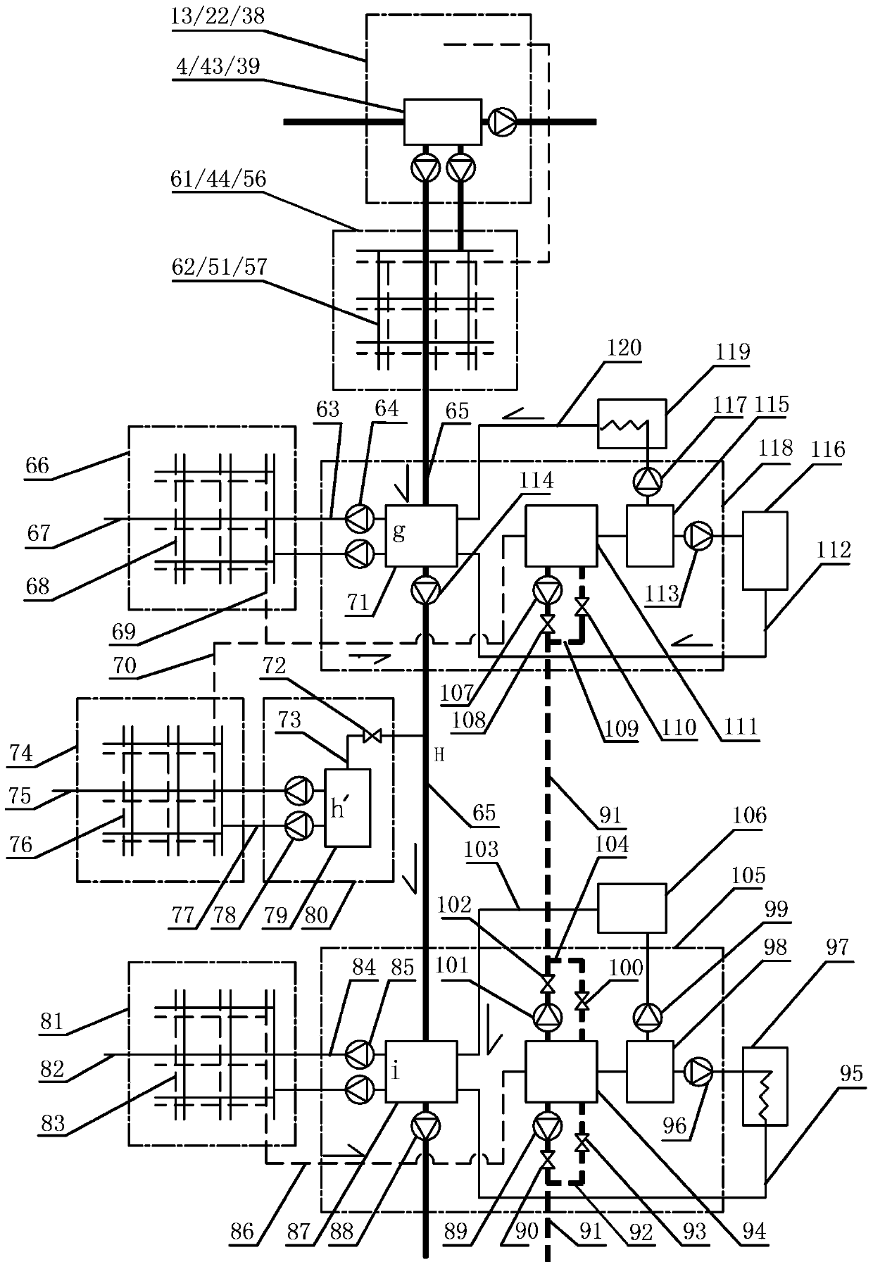 User-side water supply system of regional ground source heat pump system source side water recycled water supplying pipe net