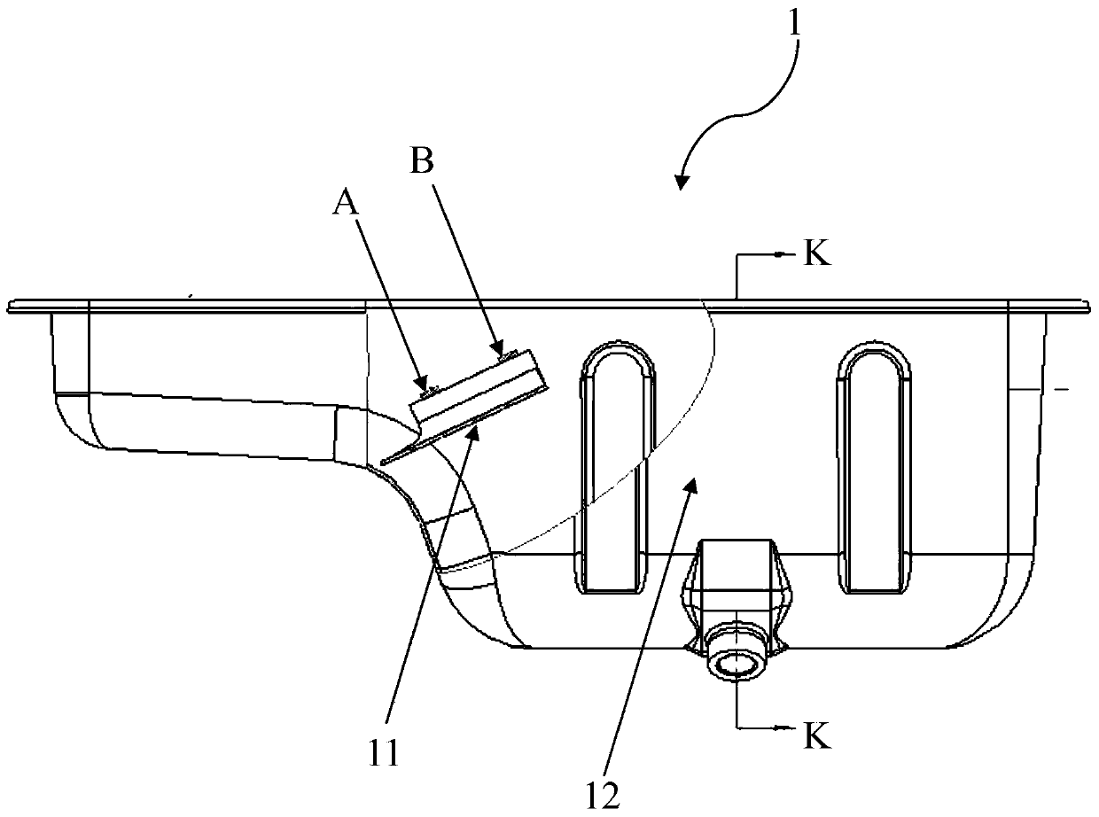 Oil pan component with high-flexibility oil baffle