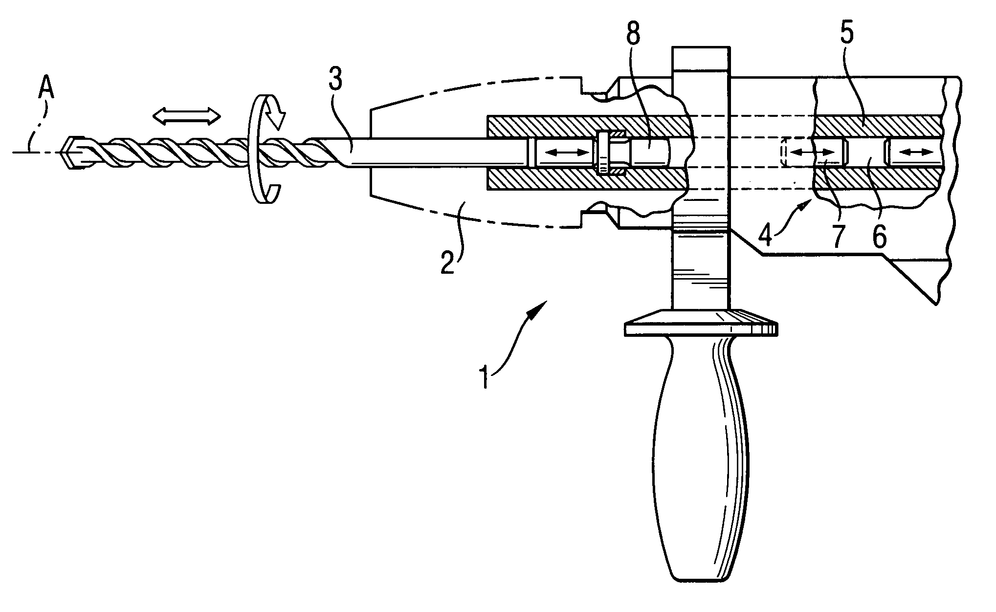 Hand-held power tool with pneumatic percussion mechanism