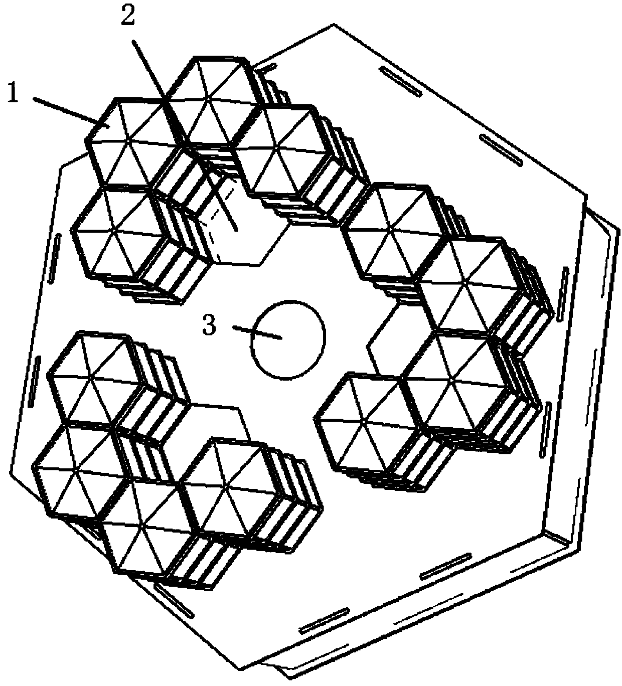 Hexagonal building group system with rain collecting and greening functions