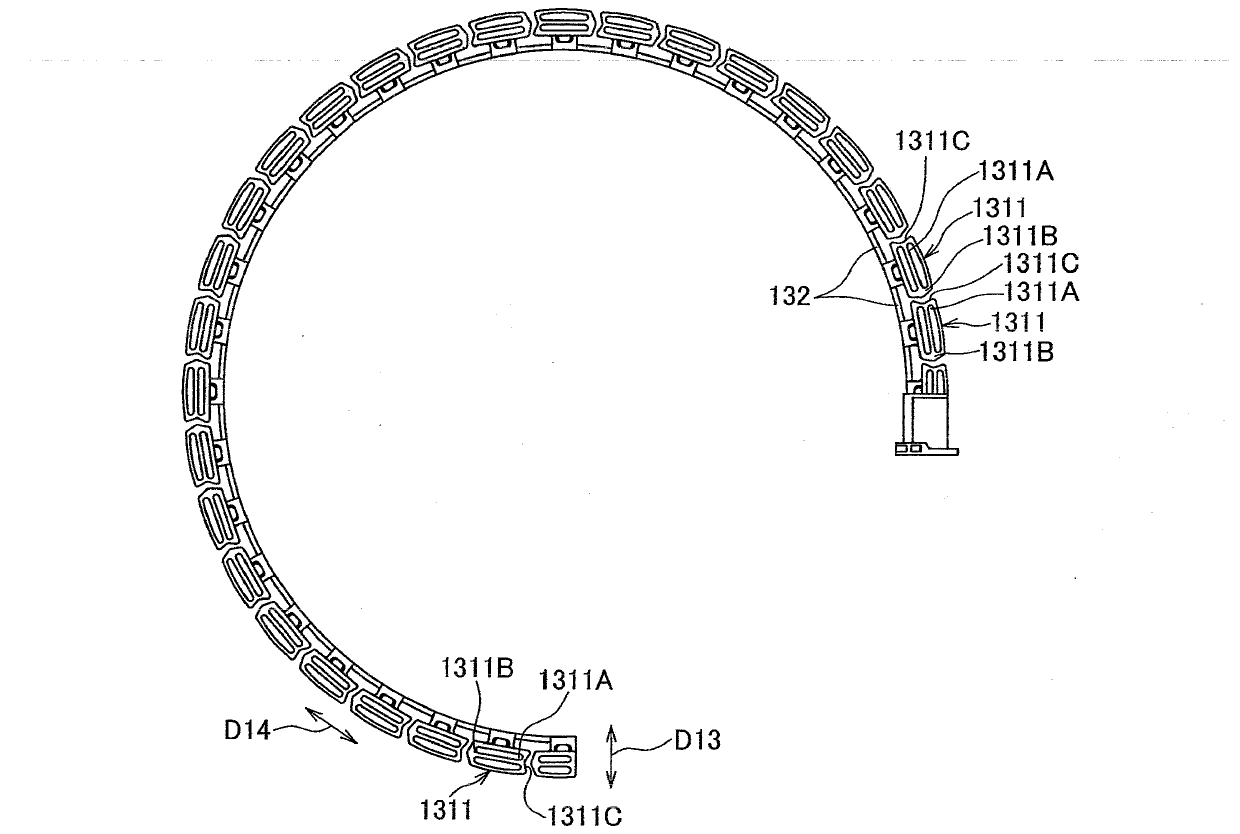 Curvature regulating member and power supply device