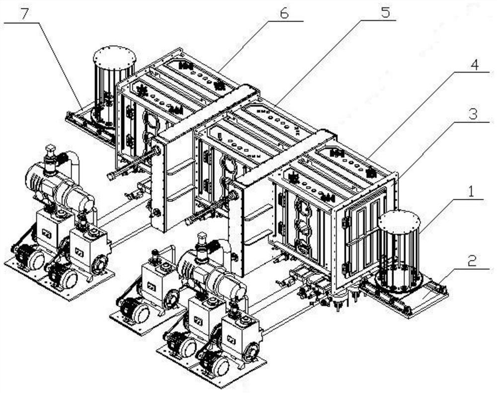 A continuous coating production line based on revolution and rotation loading pallets