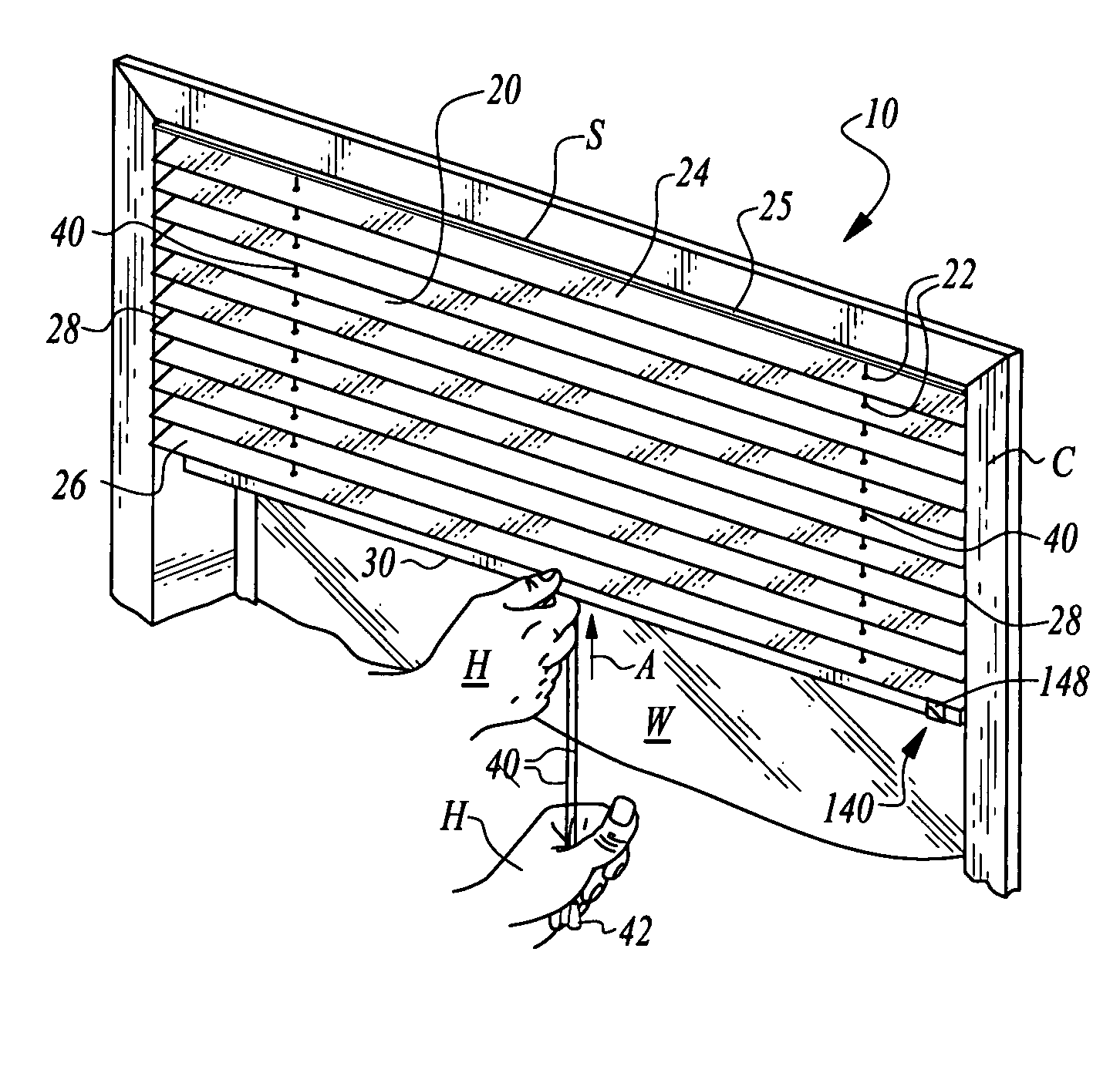 Window covering with constant lifting cord friction