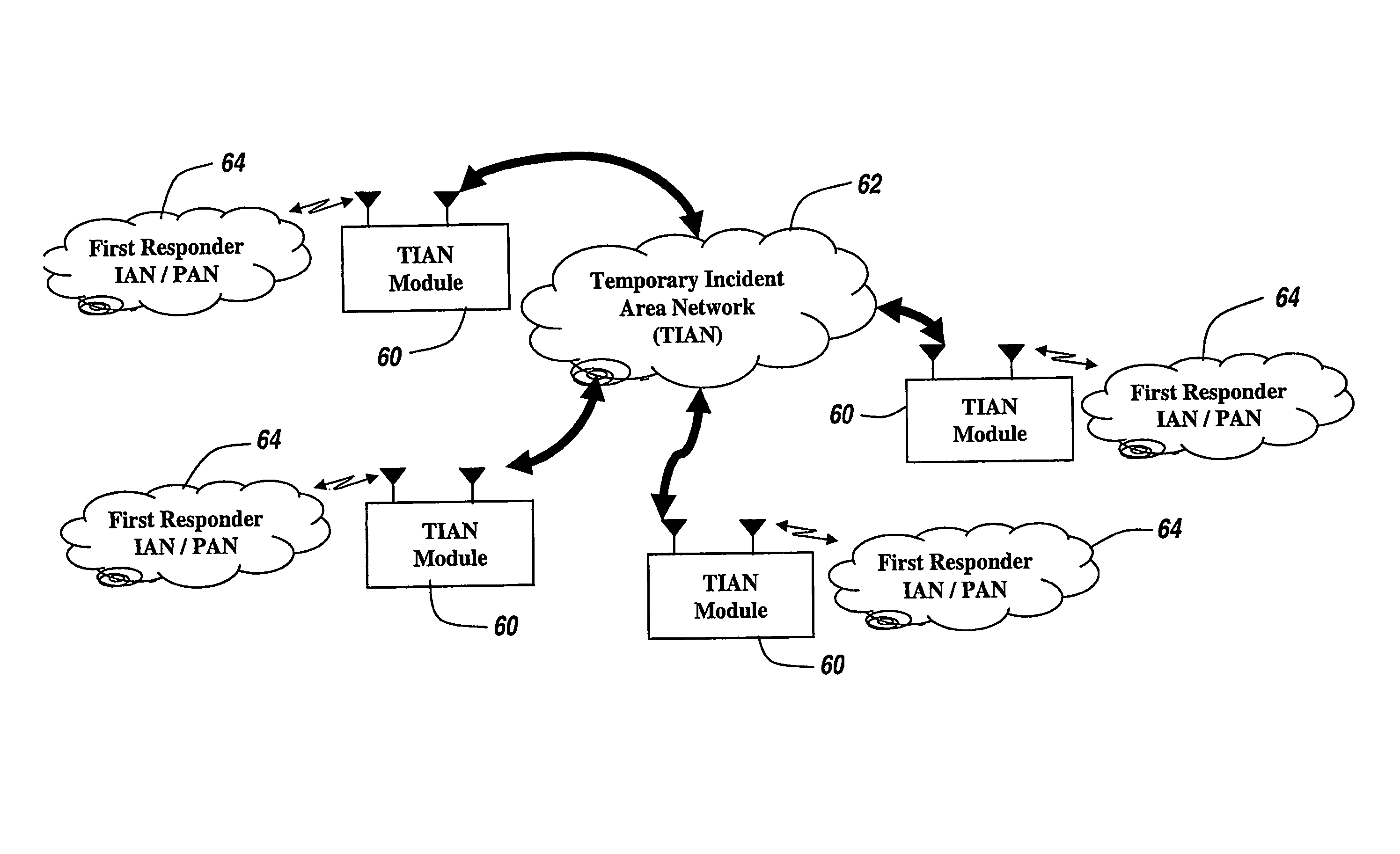 Device for establishing communications interoperability at an incident site including means for recording crisis incidents