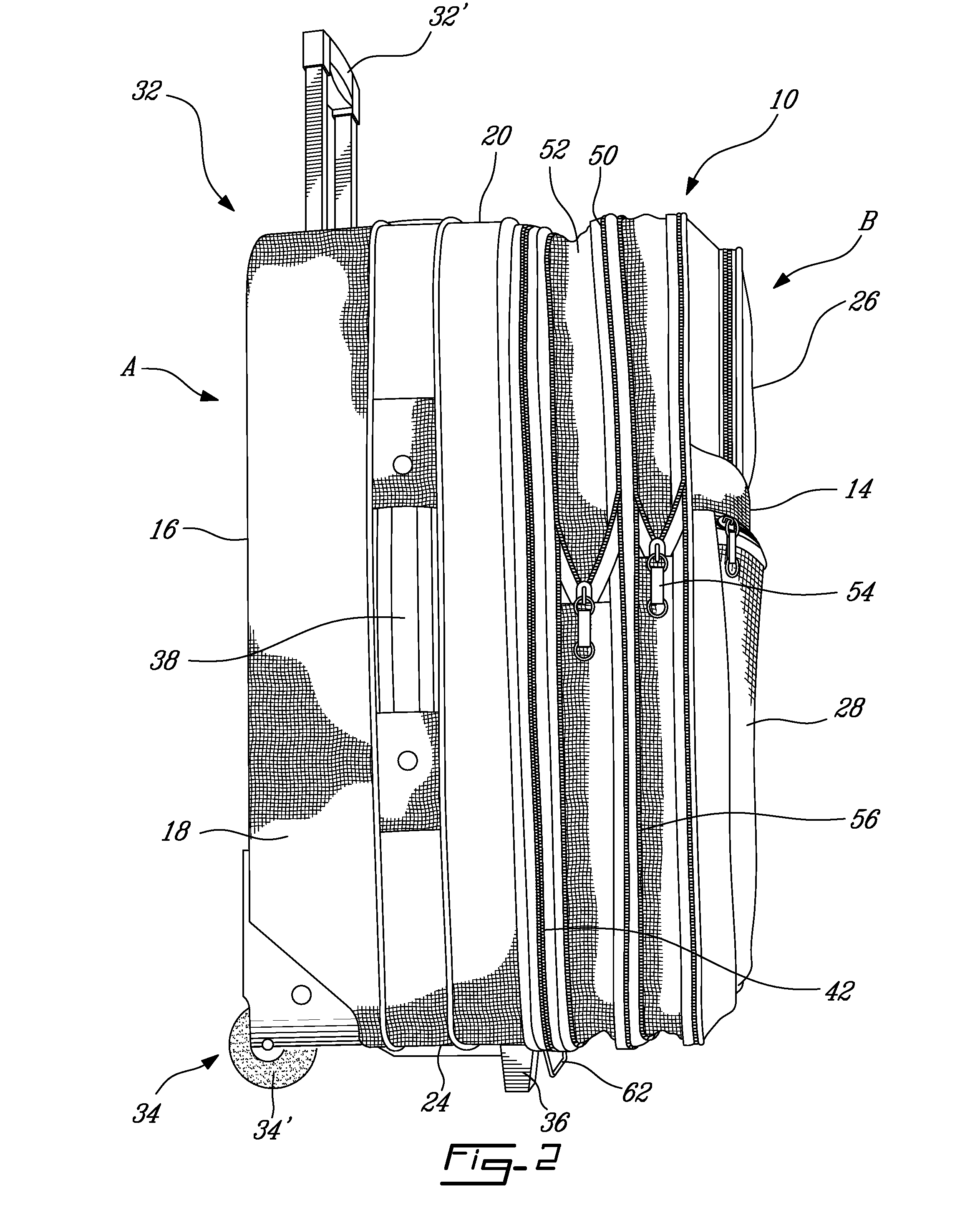 Multi-level expandable suitcase