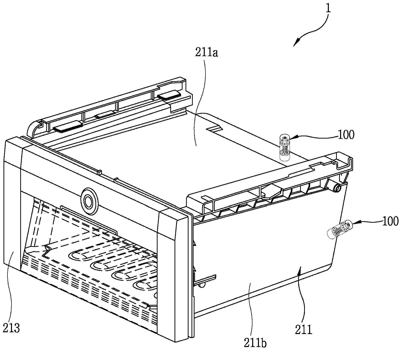 Refrigerator having air pressure adjusting apparatus for storage container