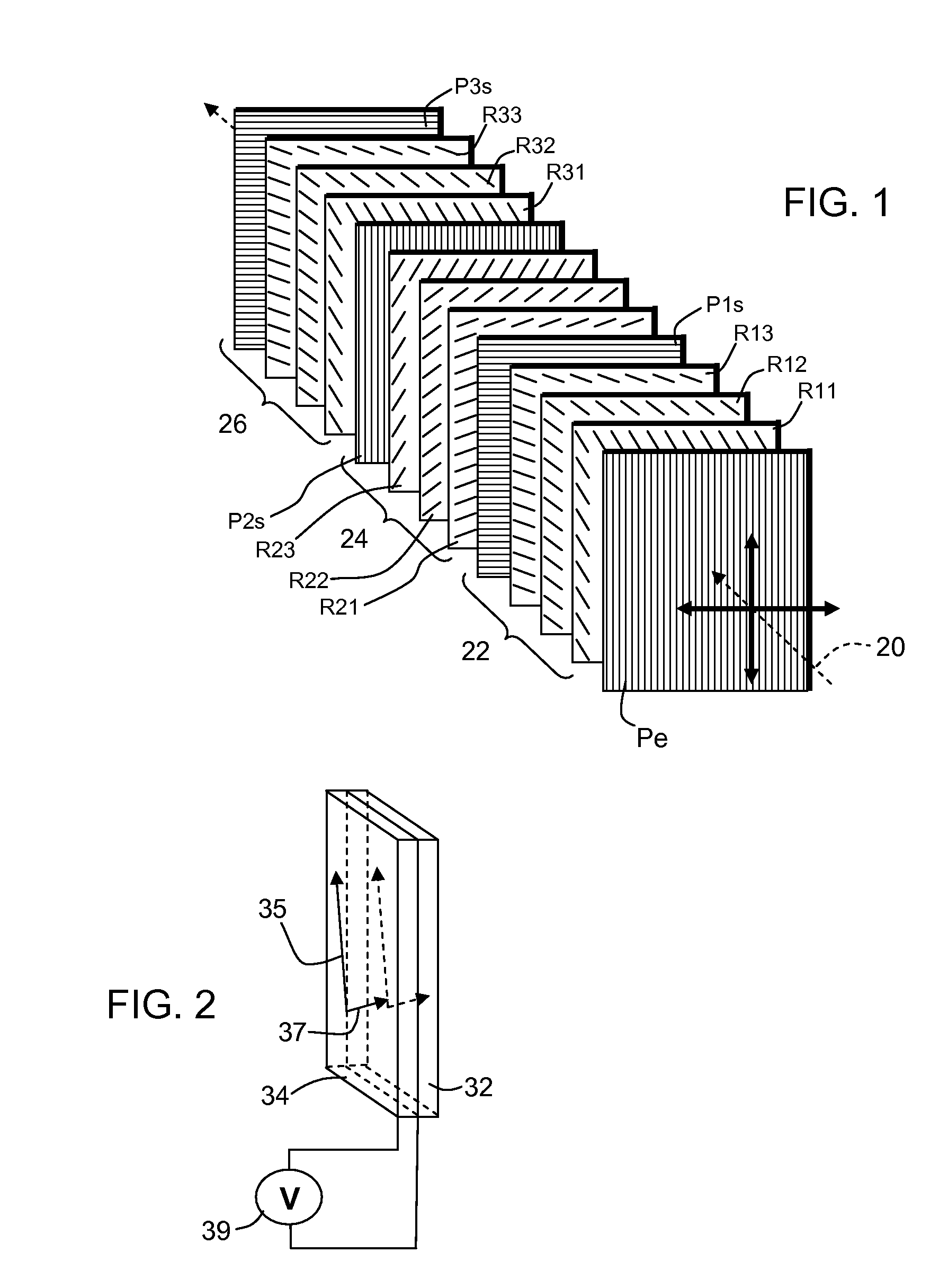 Optical birefringence filters with interleaved absorptive and zero degree reflective polarizers