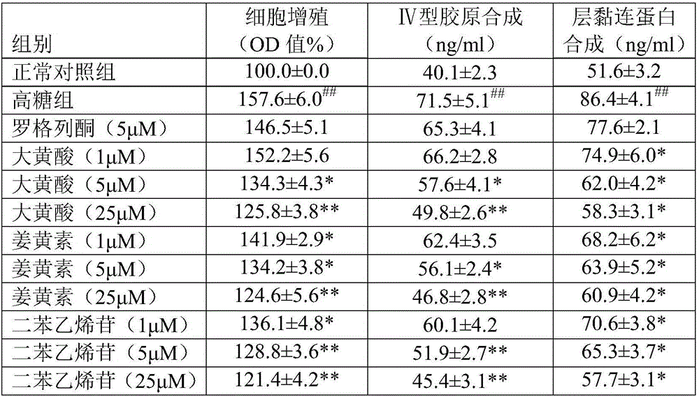 Application of rhein or curcumin in preparation of medicines for preventing and/or treating diabetic nephropathy