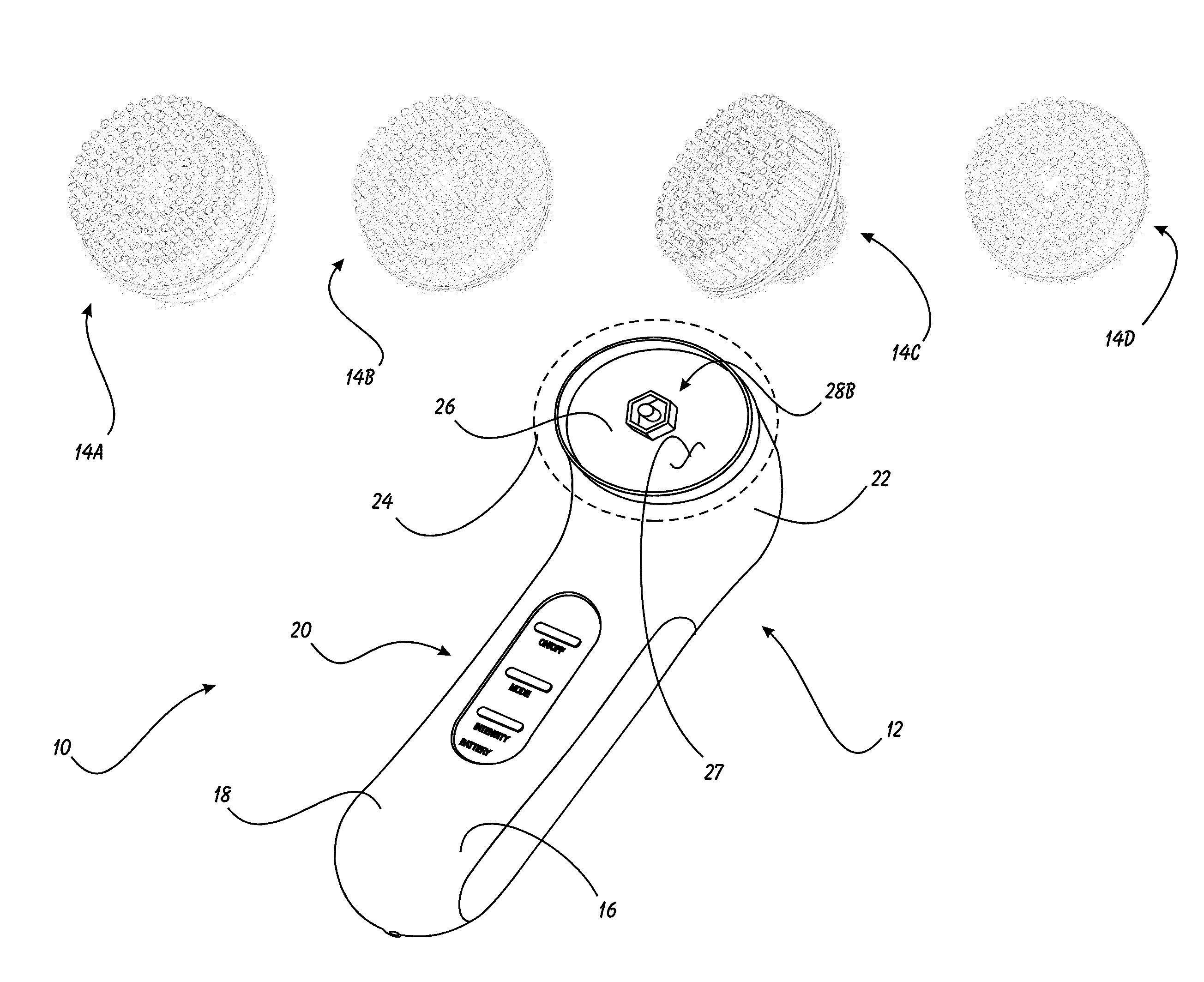 Handheld Motorized Facial Brush Having Pivoting, Floating Head