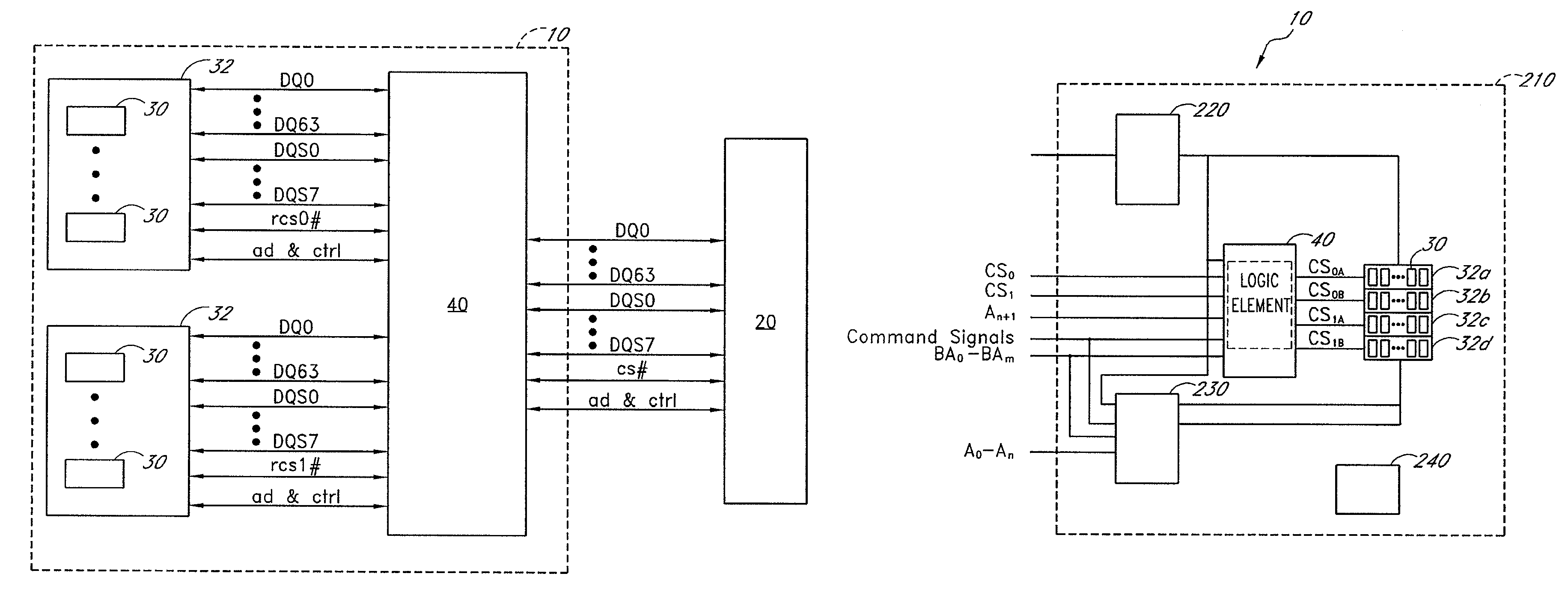 Circuit providing load isolation and memory domain translation for memory module