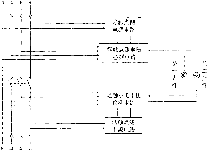 Main-contact electrical-contact state on-line detector for low-voltage circuit breaker