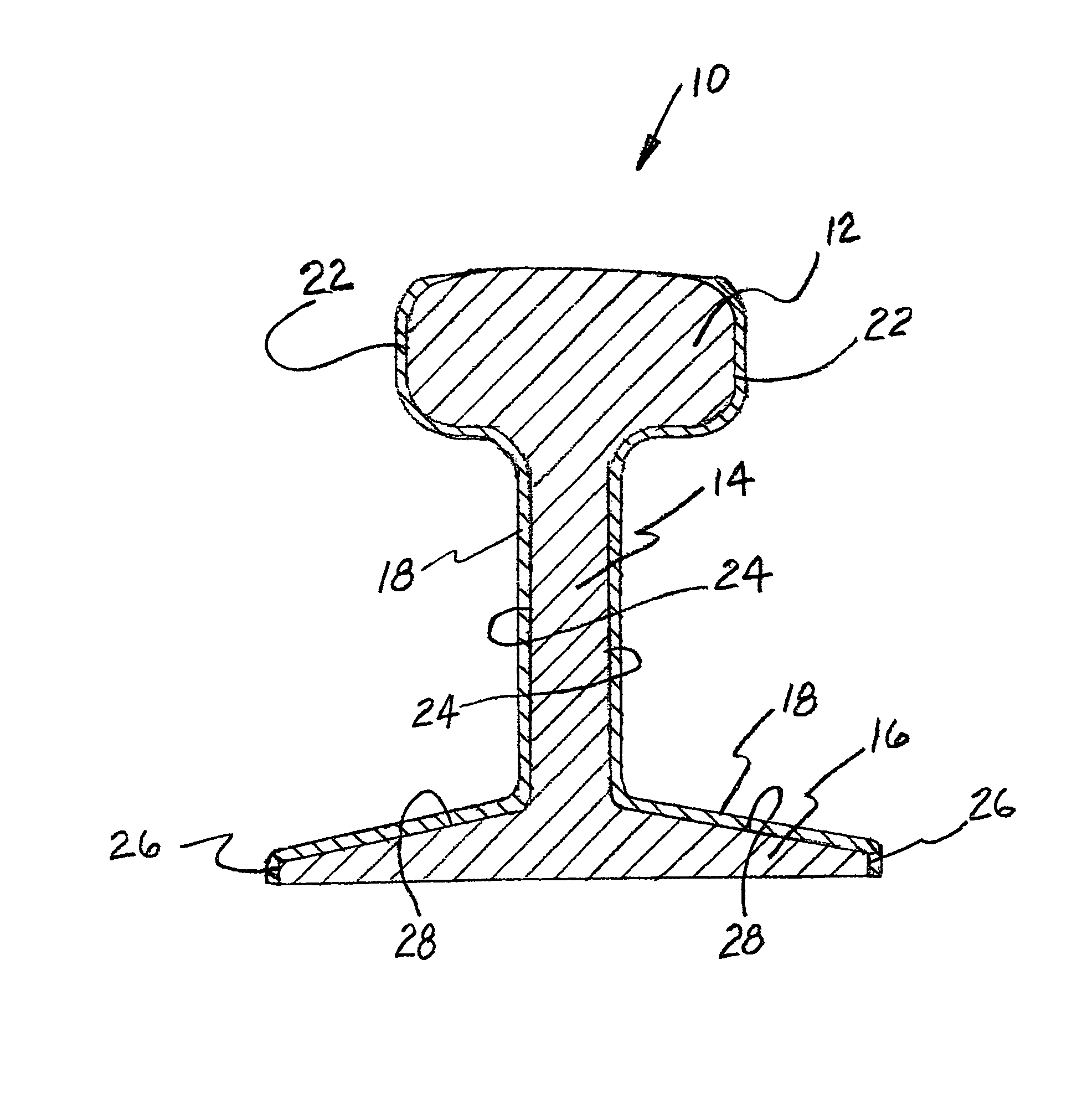 Railroad rail having thermal insulation below the railhead either coated in the field or at the rail production facility