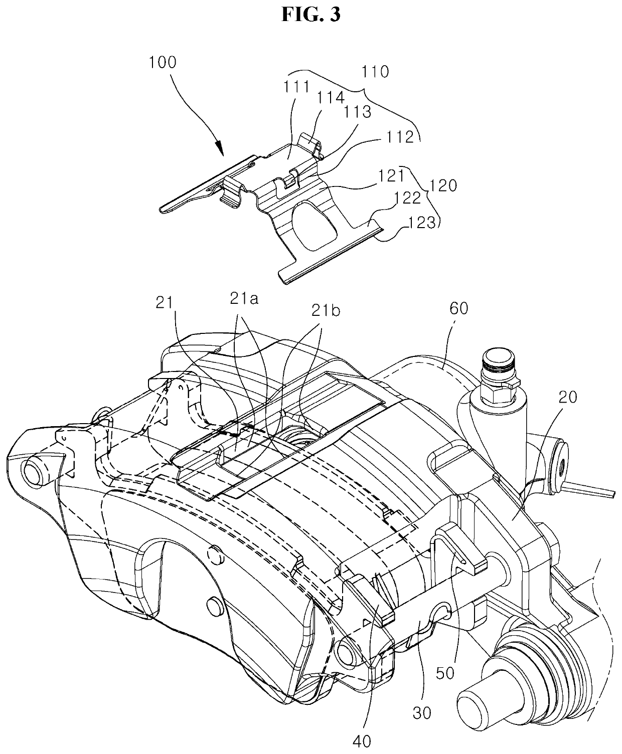 Caliper brake pad spring and brake device