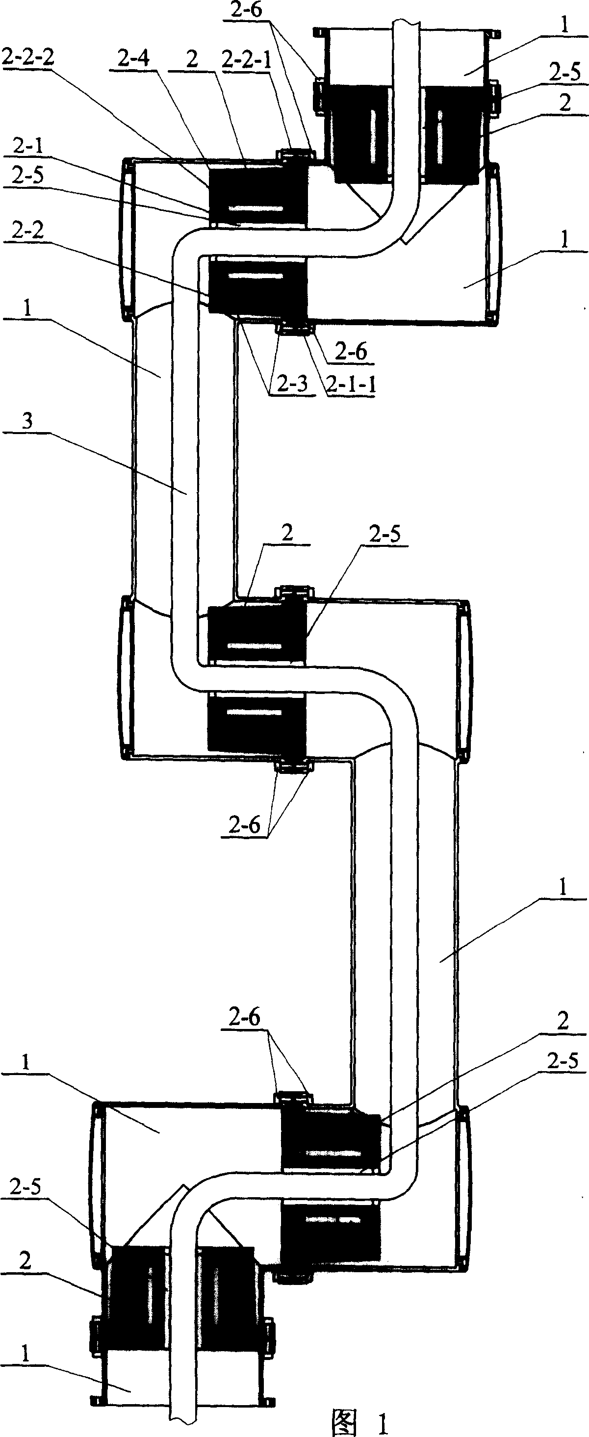 Robot arm with wire traveling central hole