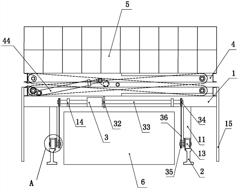 Lifting platform with automatic moving rail