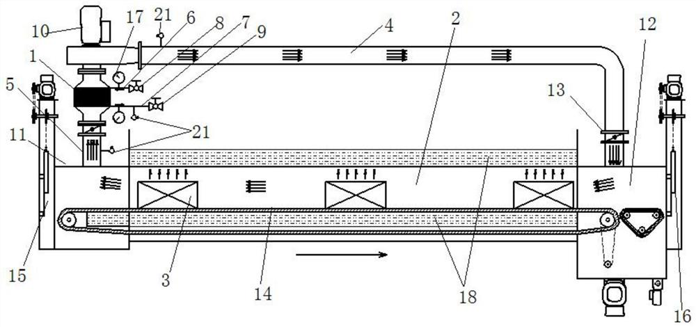 Quick cooling device for continuous degreasing sintering furnace