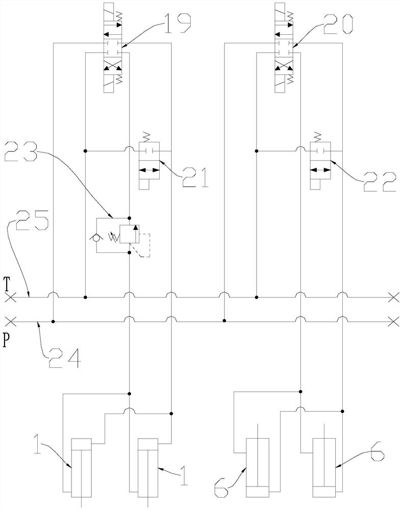 Up-down sand-ejecting moulding machine and moulding box hydraulic control system thereof