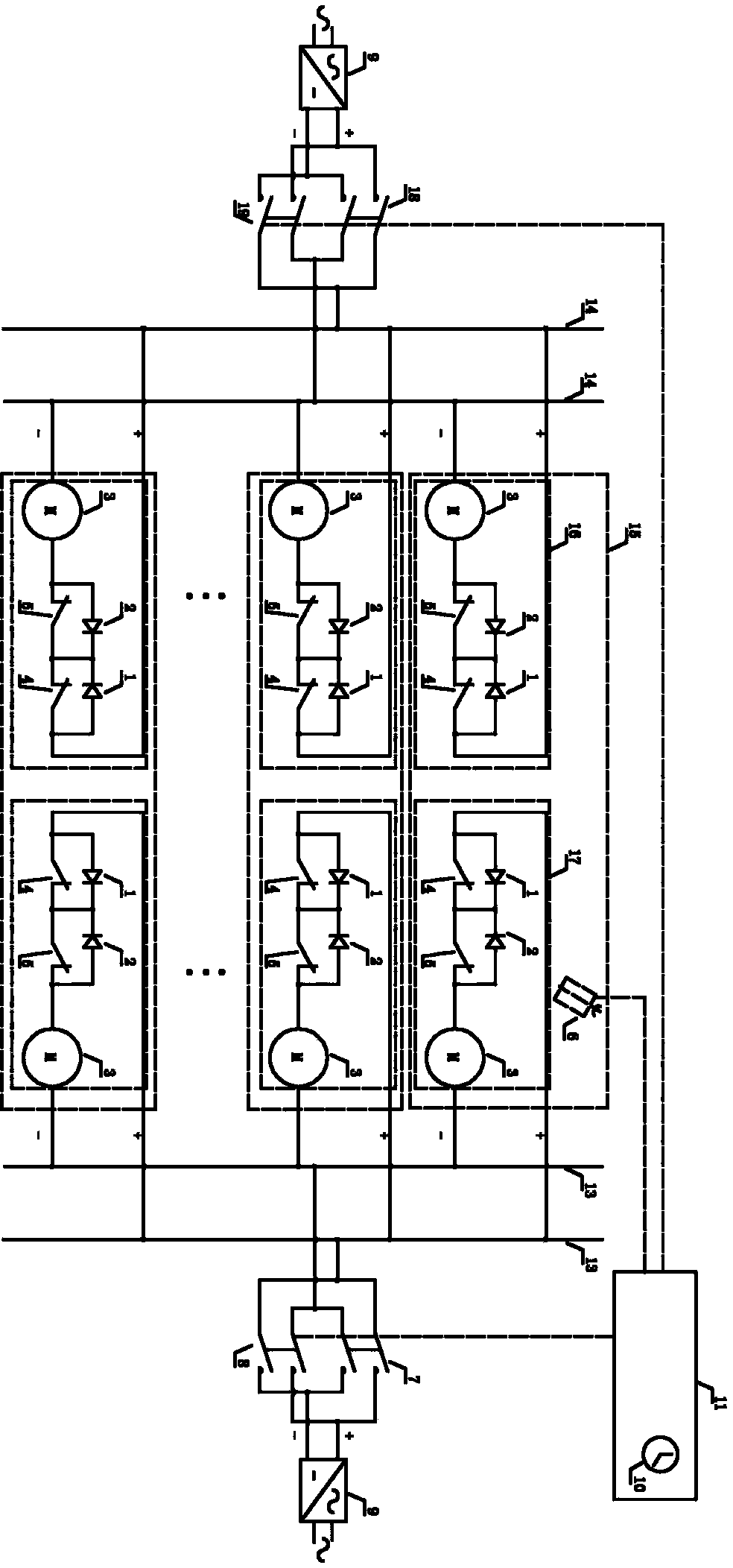 Photovoltaic support synchronous tracking method adopting direct current bus