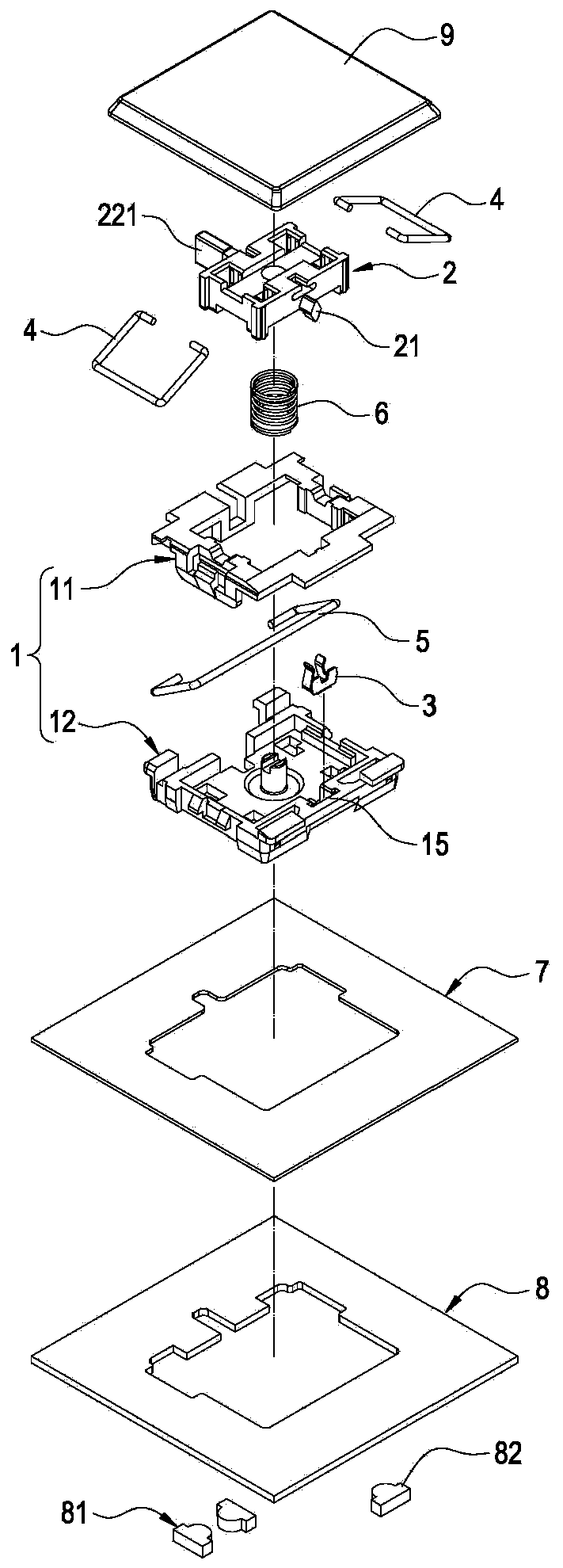 Button structure capable of generating feeling of section