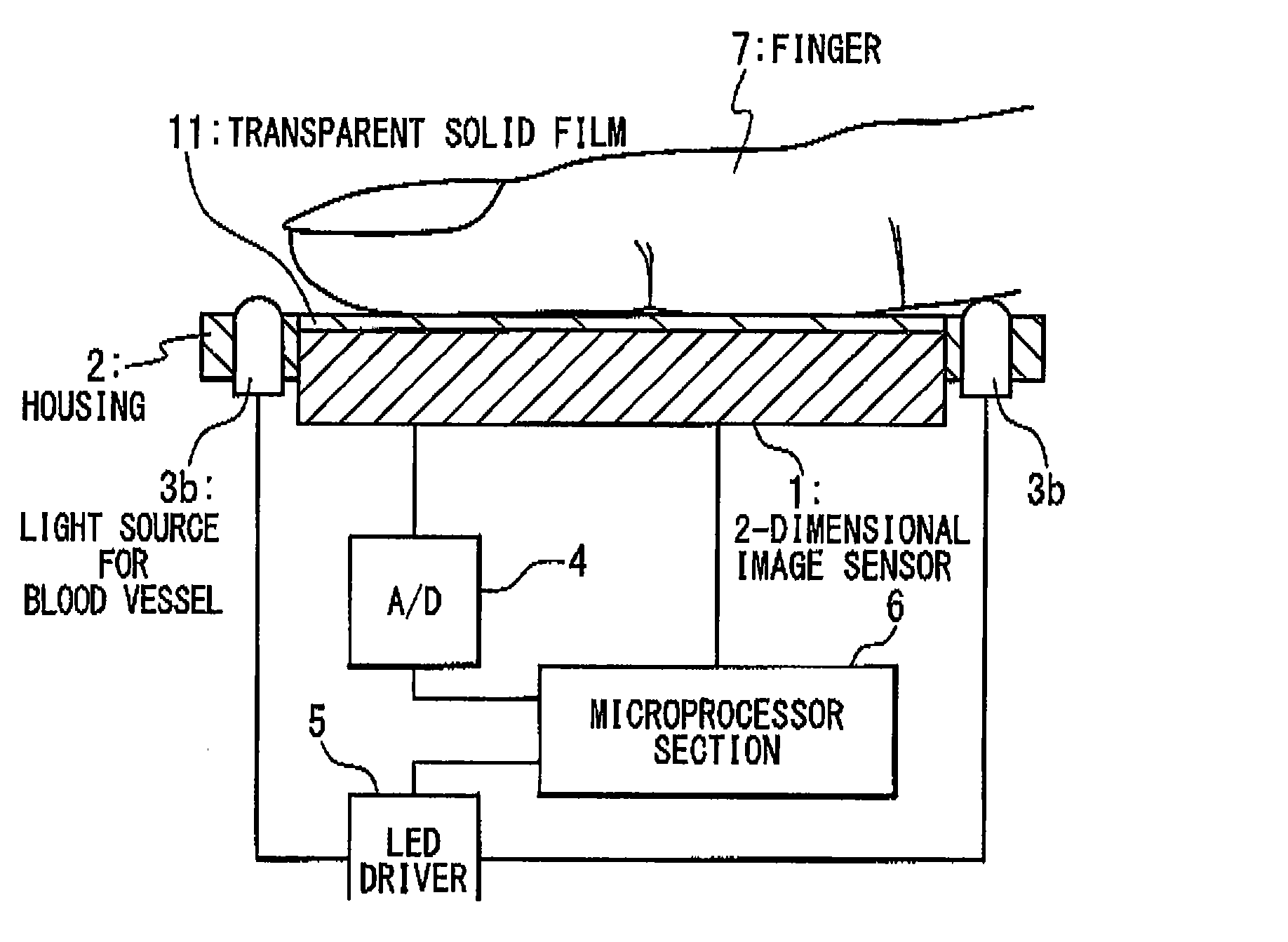 Image reading apparatus for feature image of live body