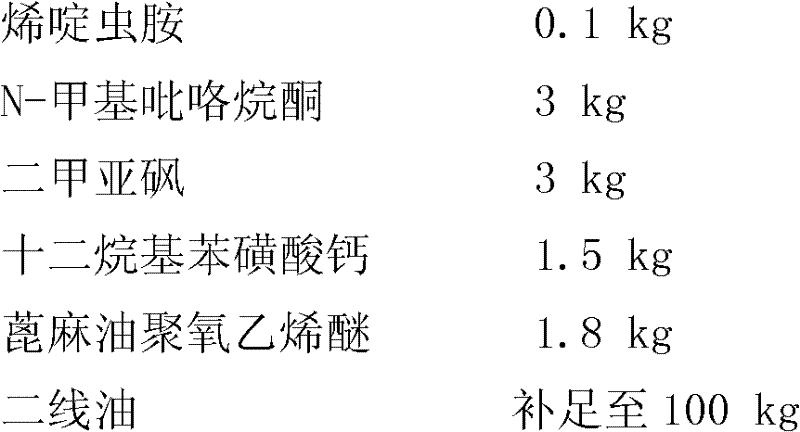 Ultra low volume liquid agent containing nitenpyram