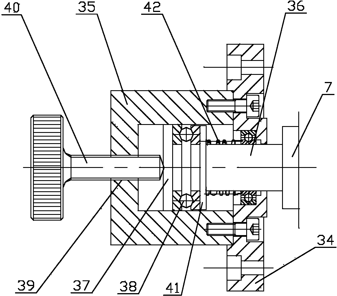 Upper knife shaft adjustment device of amorphous strip precision shearing machine