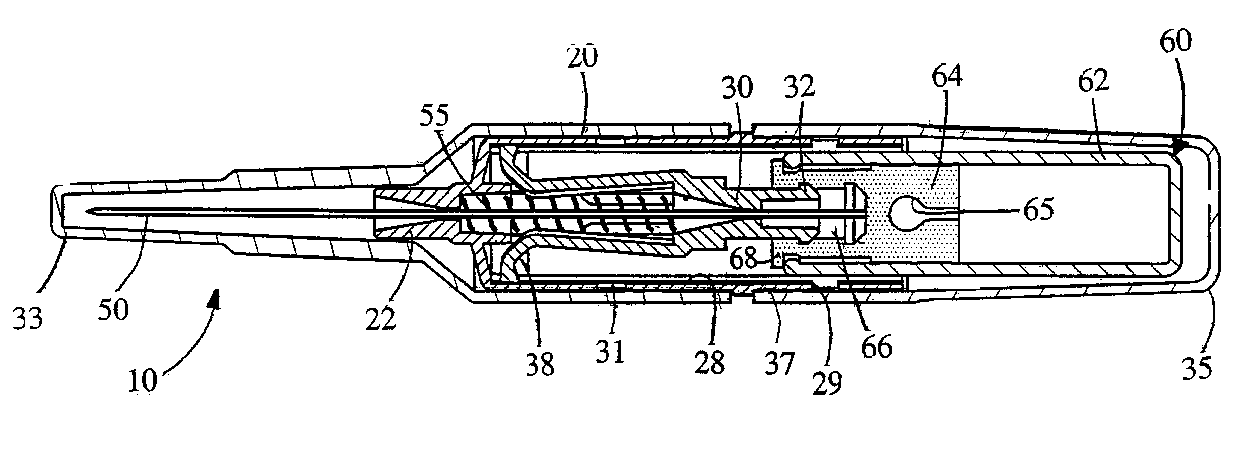 Pre-filled retractable needle injection device